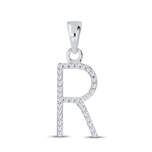 Silver 0.10 CTW Diamond Initial R Charm