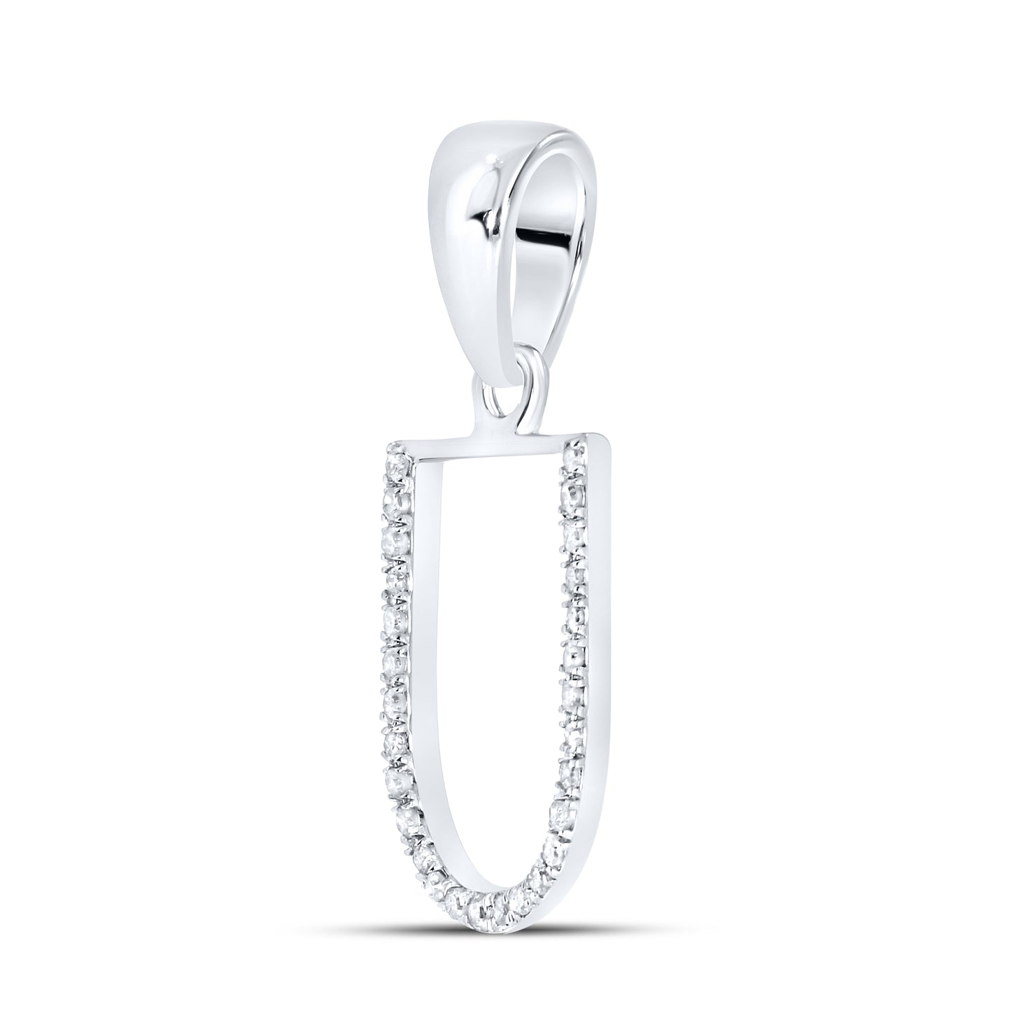 Silver 0.07 CTW Diamond Initial U Charm