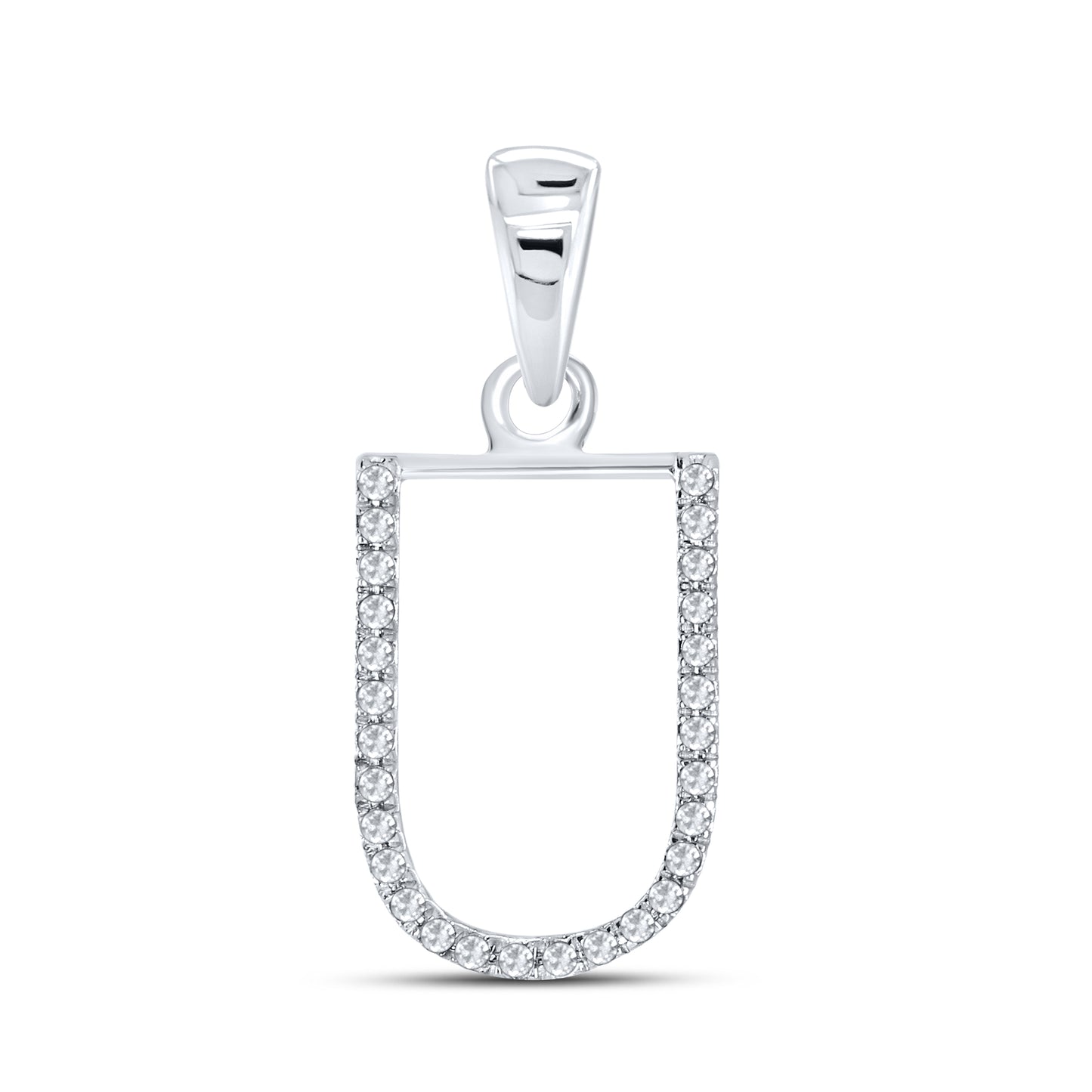 Silver 0.07 CTW Diamond Initial U Charm