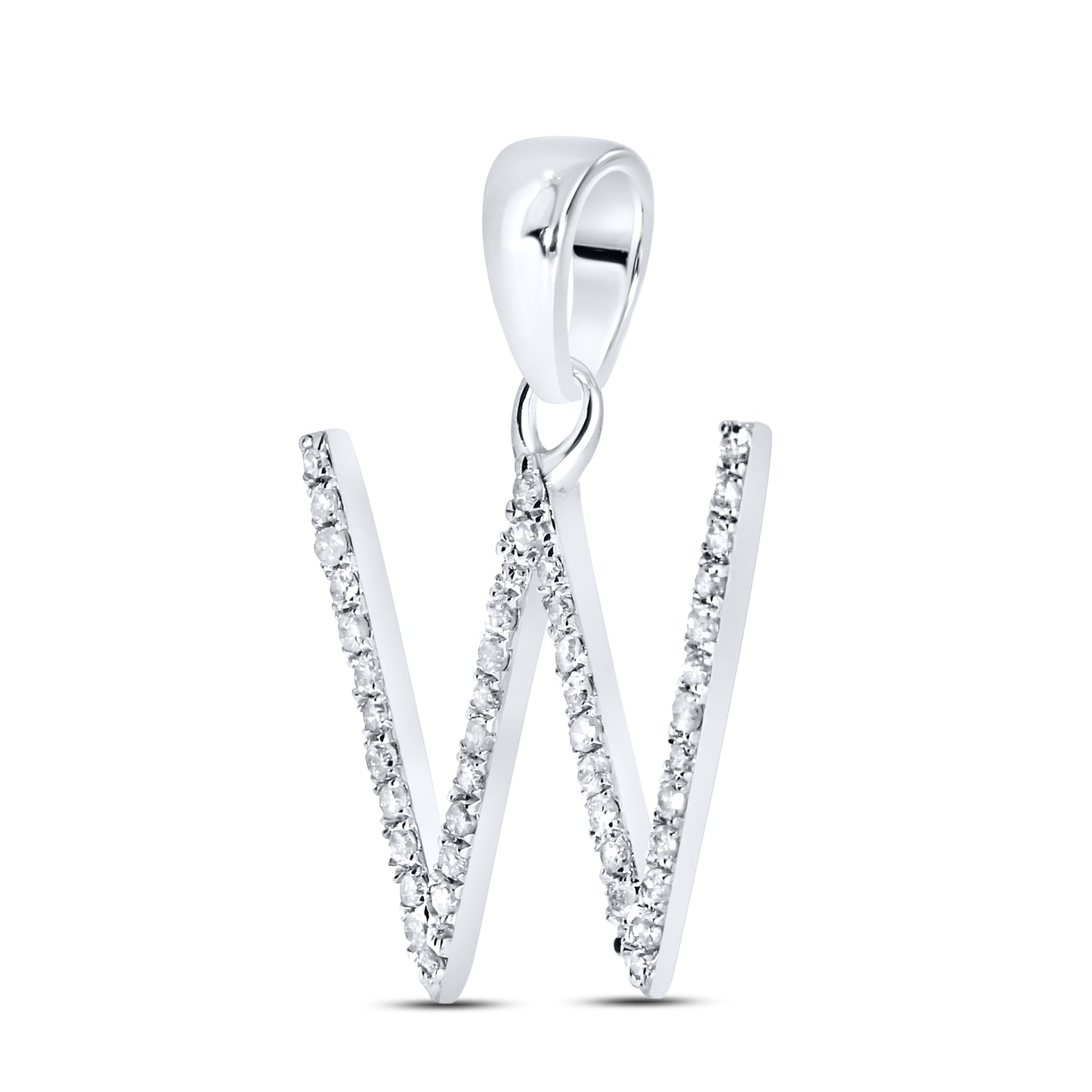 Silver 0.13 CTW Diamond Initial W Charm