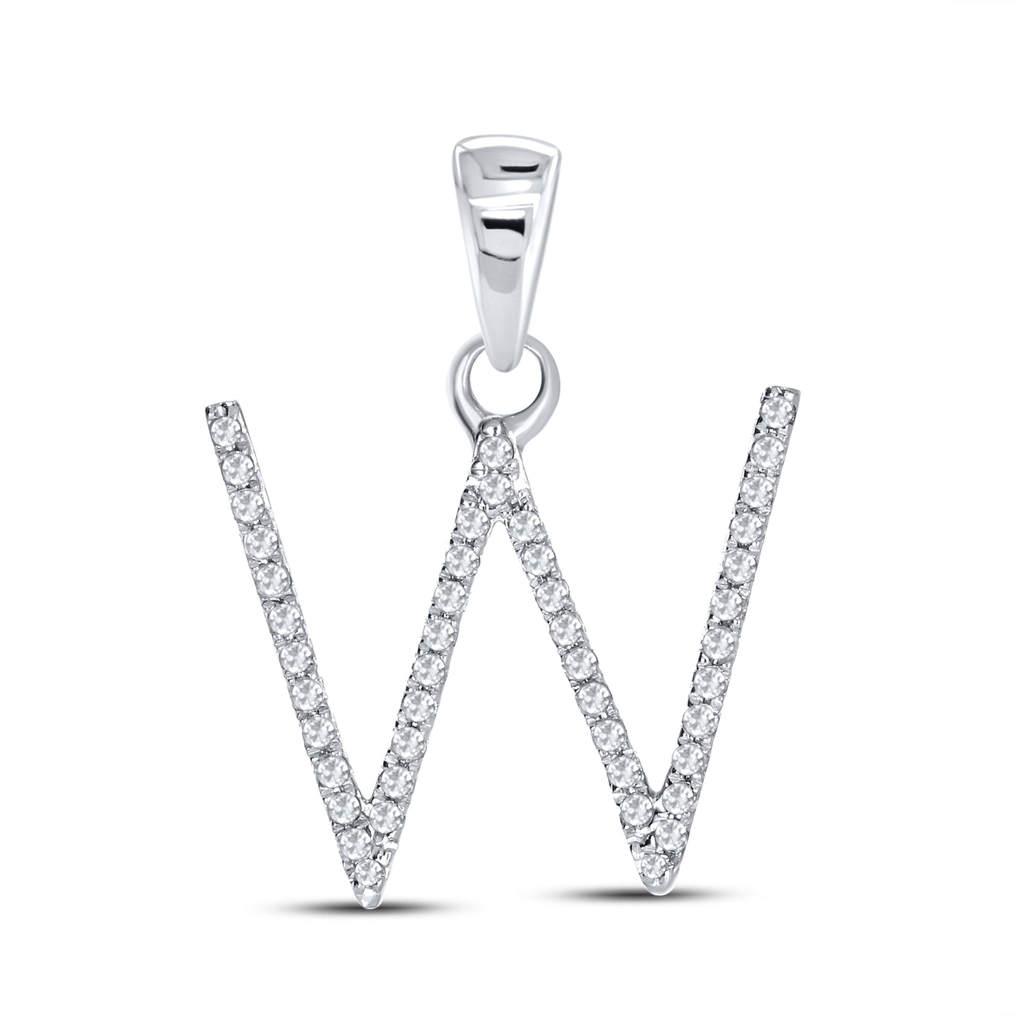 Silver 0.13 CTW Diamond Initial W Charm