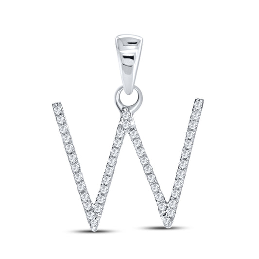 Silver 0.13 CTW Diamond Initial W Charm