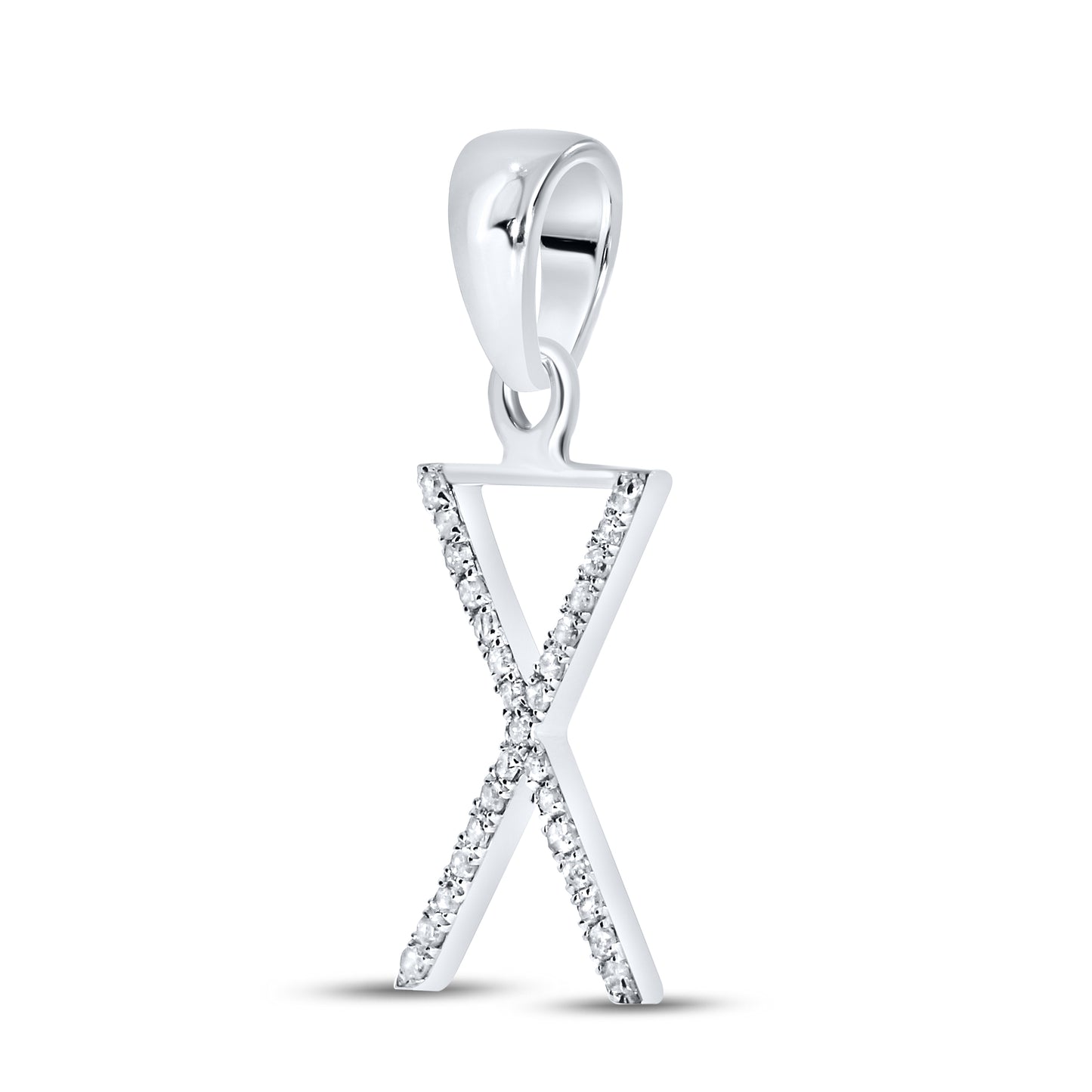 Silver 0.08 CTW Diamond Initial X Charm