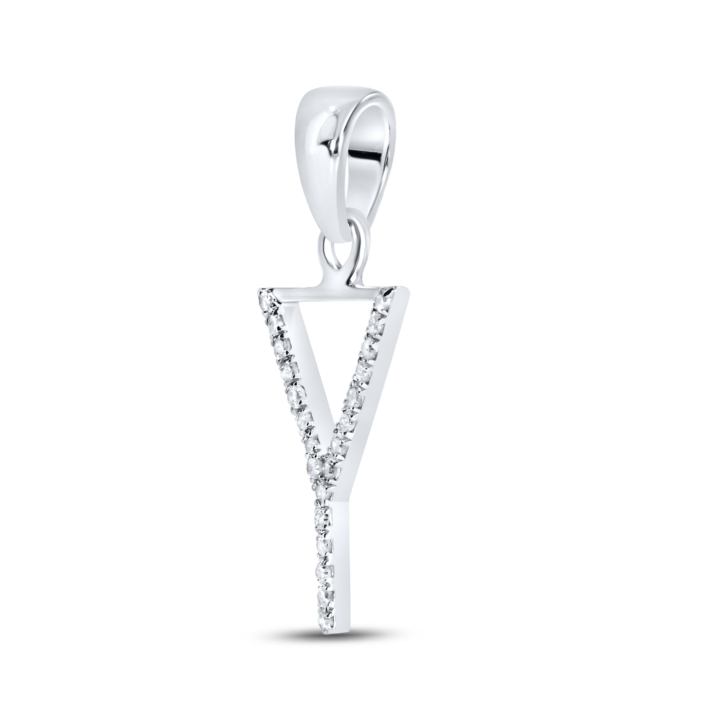 Silver 0.06 CTW Diamond Initial Y Charm