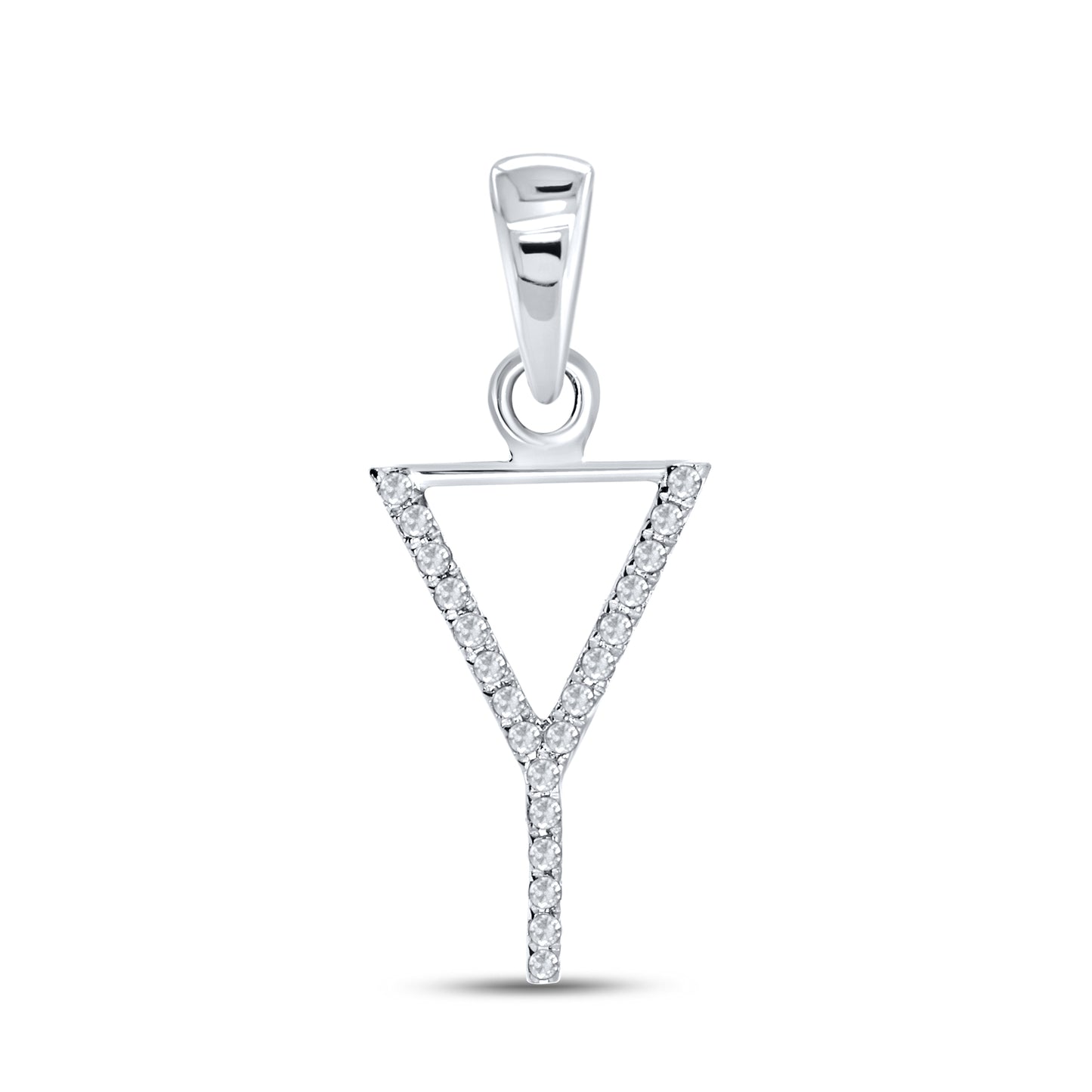 Silver 0.06 CTW Diamond Initial Y Charm