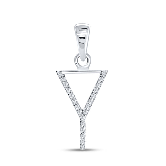 Silver 0.06 CTW Diamond Initial Y Charm