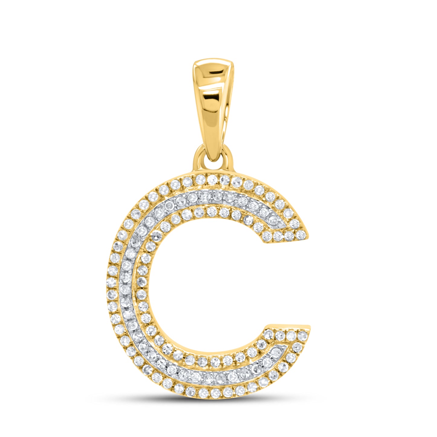 10kt yellow gold 0.34ctw Diamond Initial C Charm