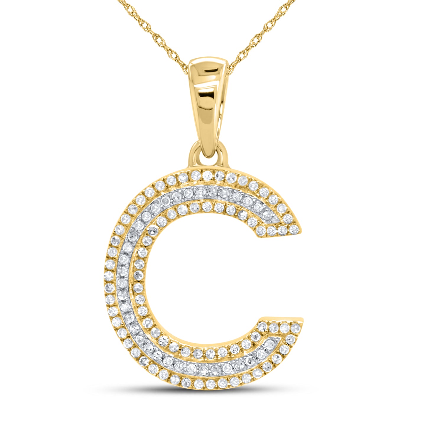 10kt yellow gold 0.34ctw Diamond Initial C Charm