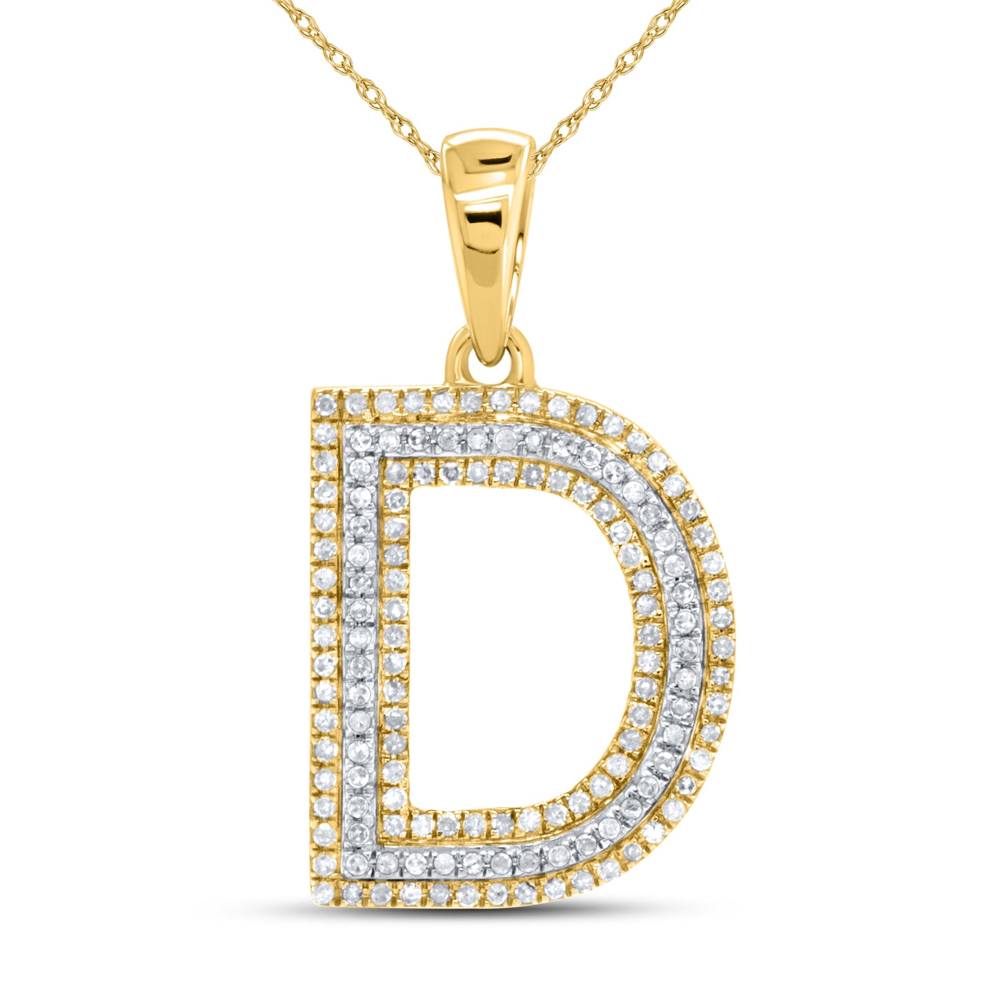 10kt yellow gold 0.37ctw Diamond Initial D Charm