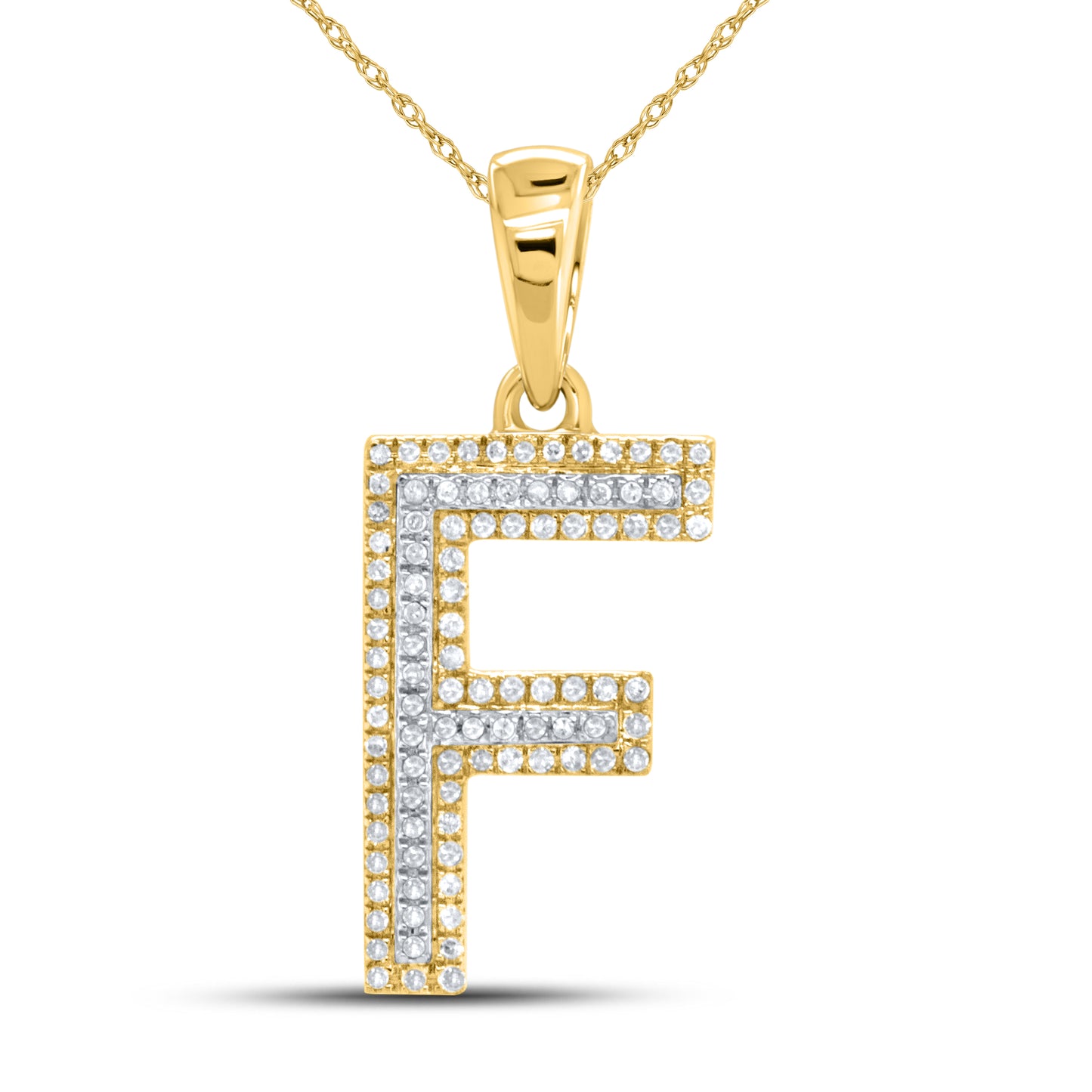 10kt yellow gold 0.26ctw Diamond Initial F Charm