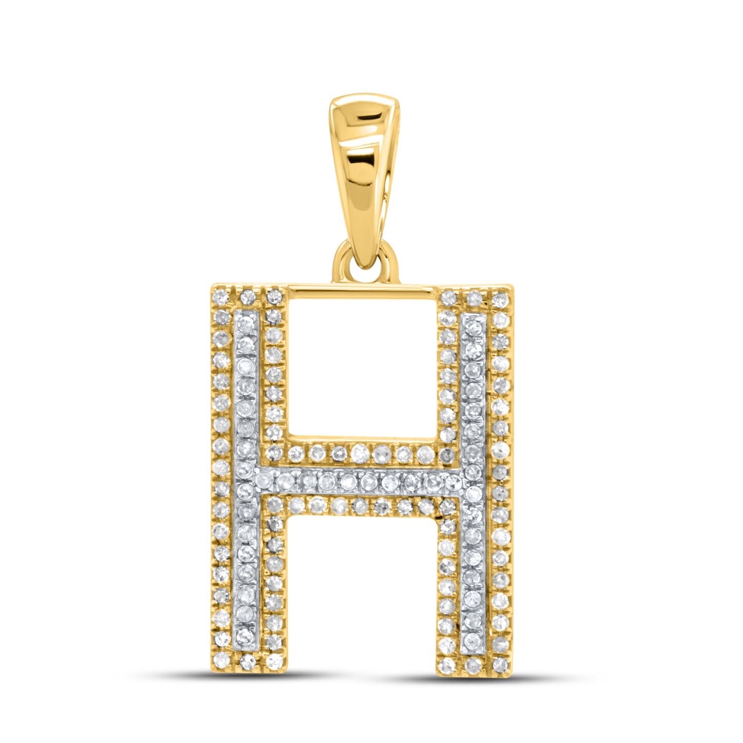 10kt yellow gold 0.36ctw Diamond Initial H Charm