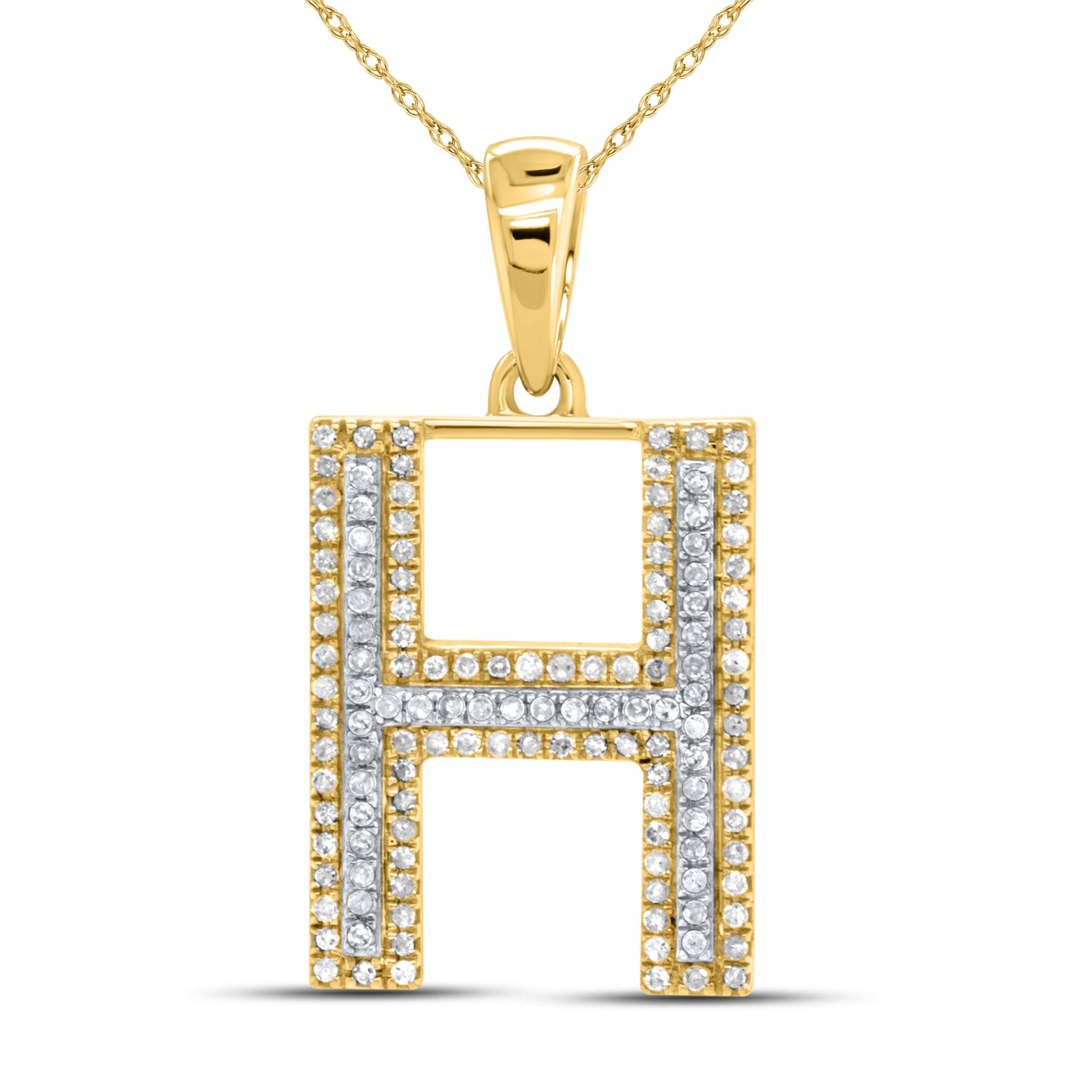 10kt yellow gold 0.36ctw Diamond Initial H Charm