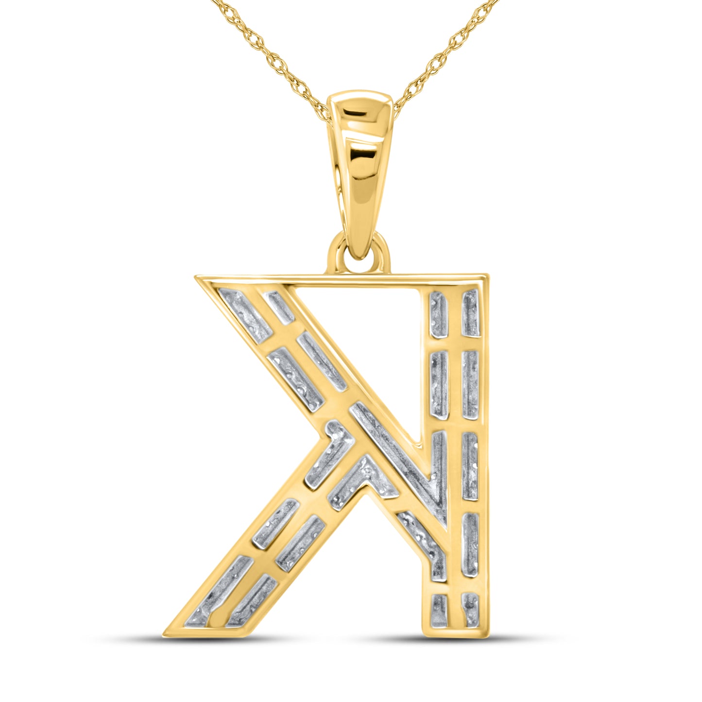 10kt yellow gold 0.40 CTW Diamond Initial K Charm