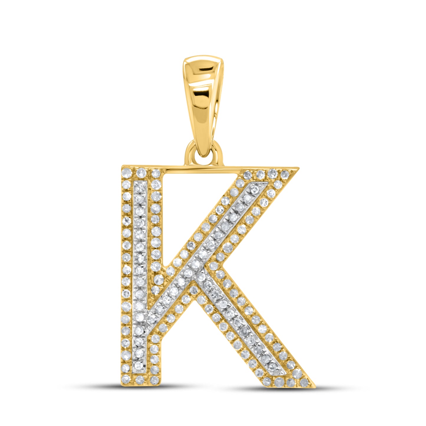 10kt yellow gold 0.40 CTW Diamond Initial K Charm