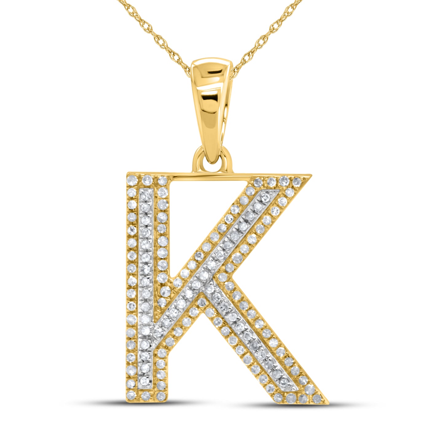 10kt yellow gold 0.40 CTW Diamond Initial K Charm