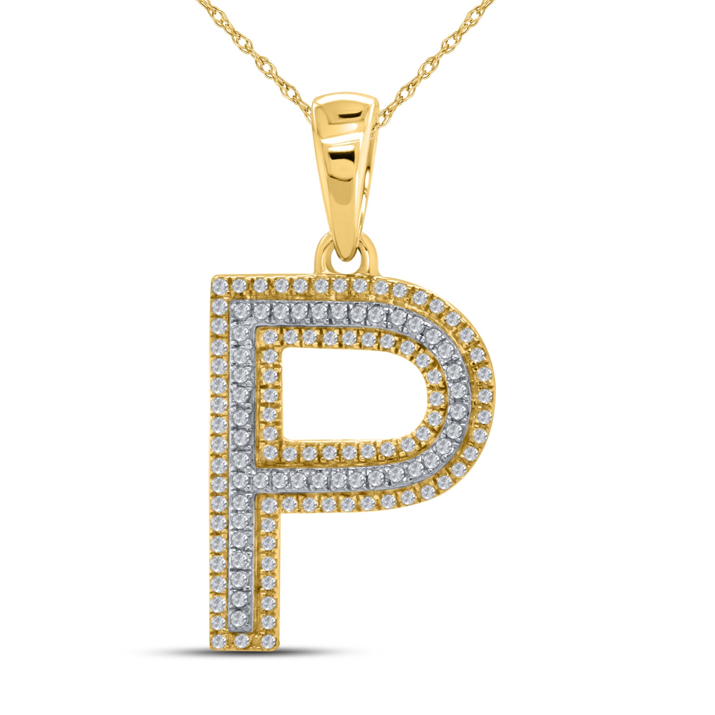 10kt yellow gold 0.32ctw Diamond Initial P Charm
