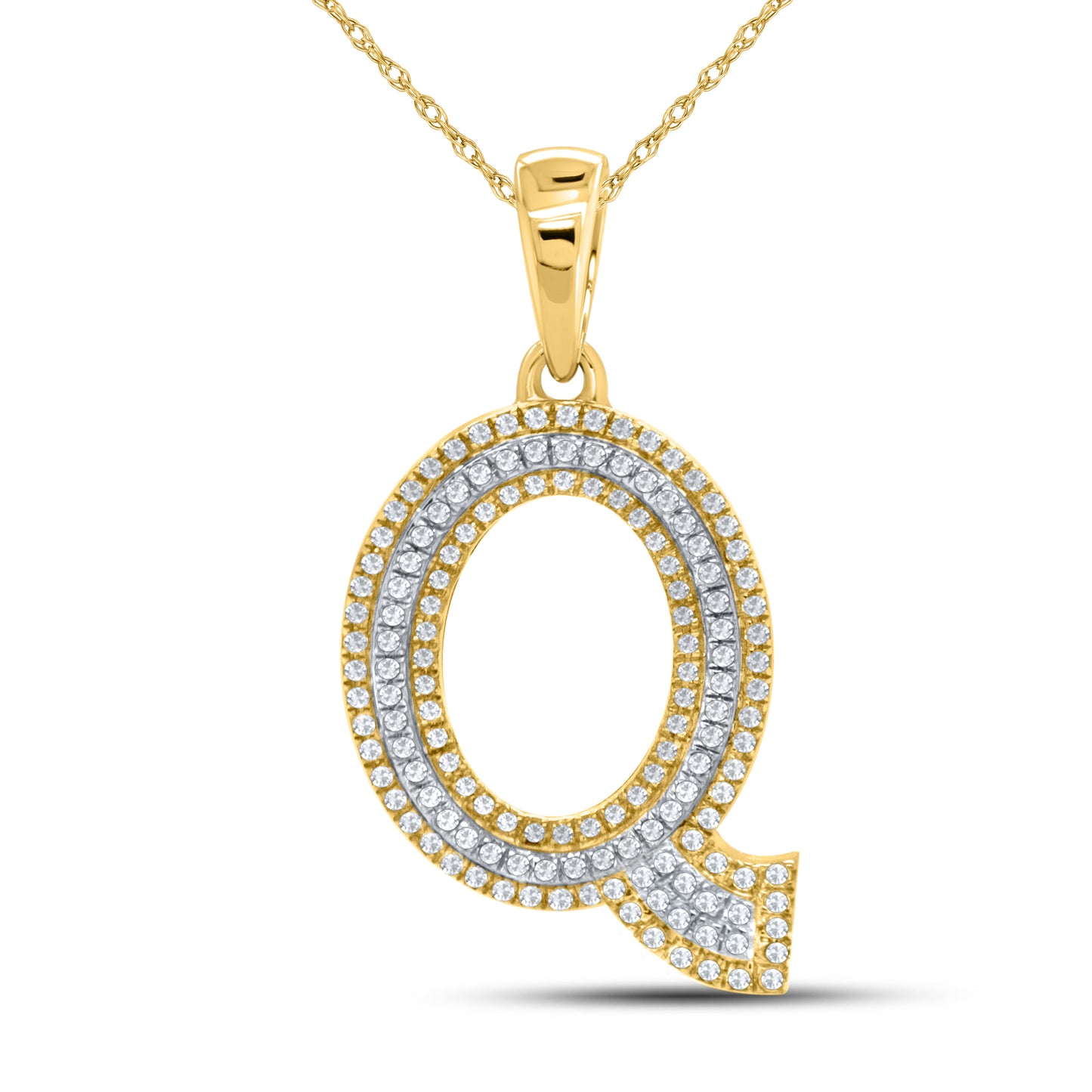 10kt yellow gold 0.35ctw Diamond Initial Q Charm