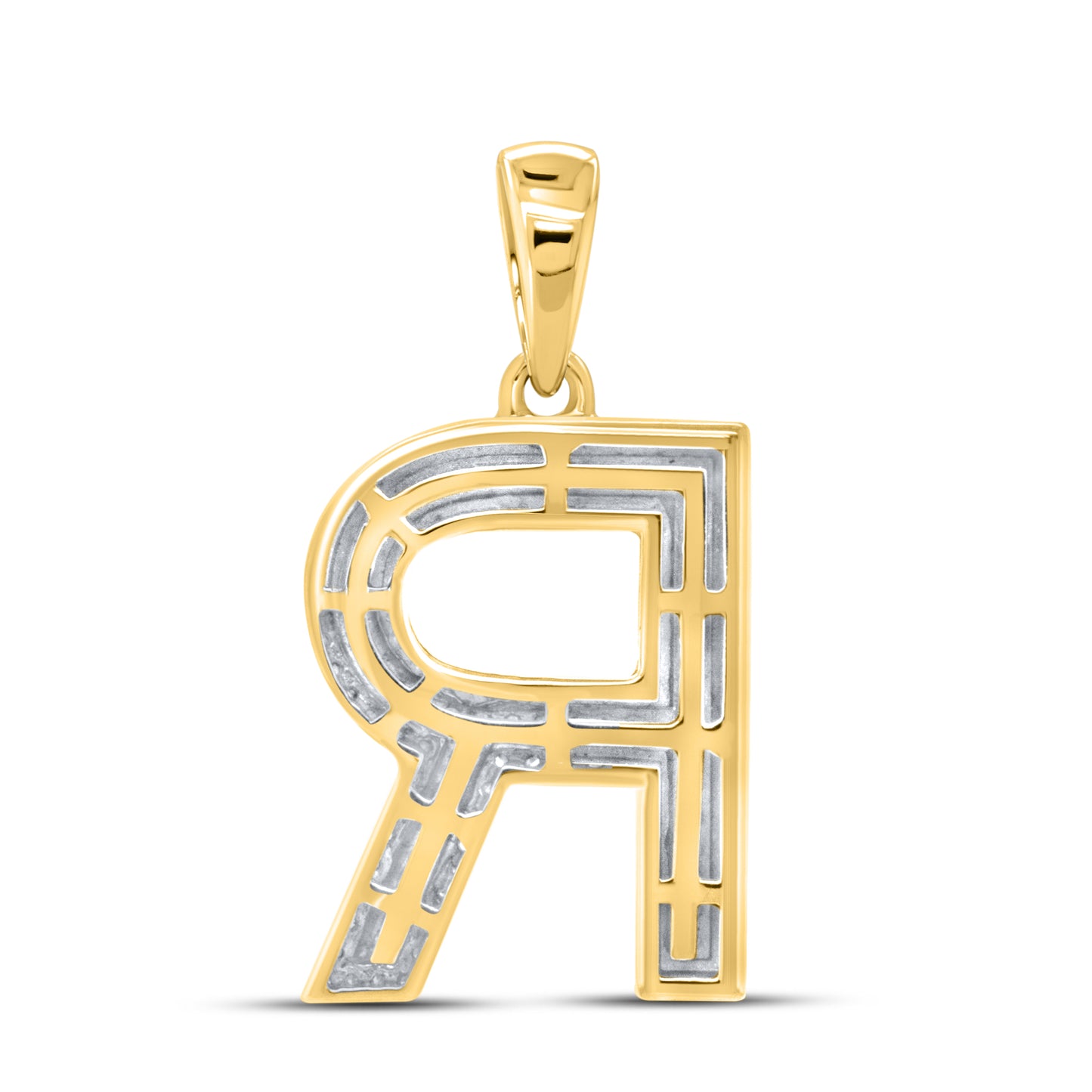 10kt yellow gold 0.41ctw Diamond Initial R Charm