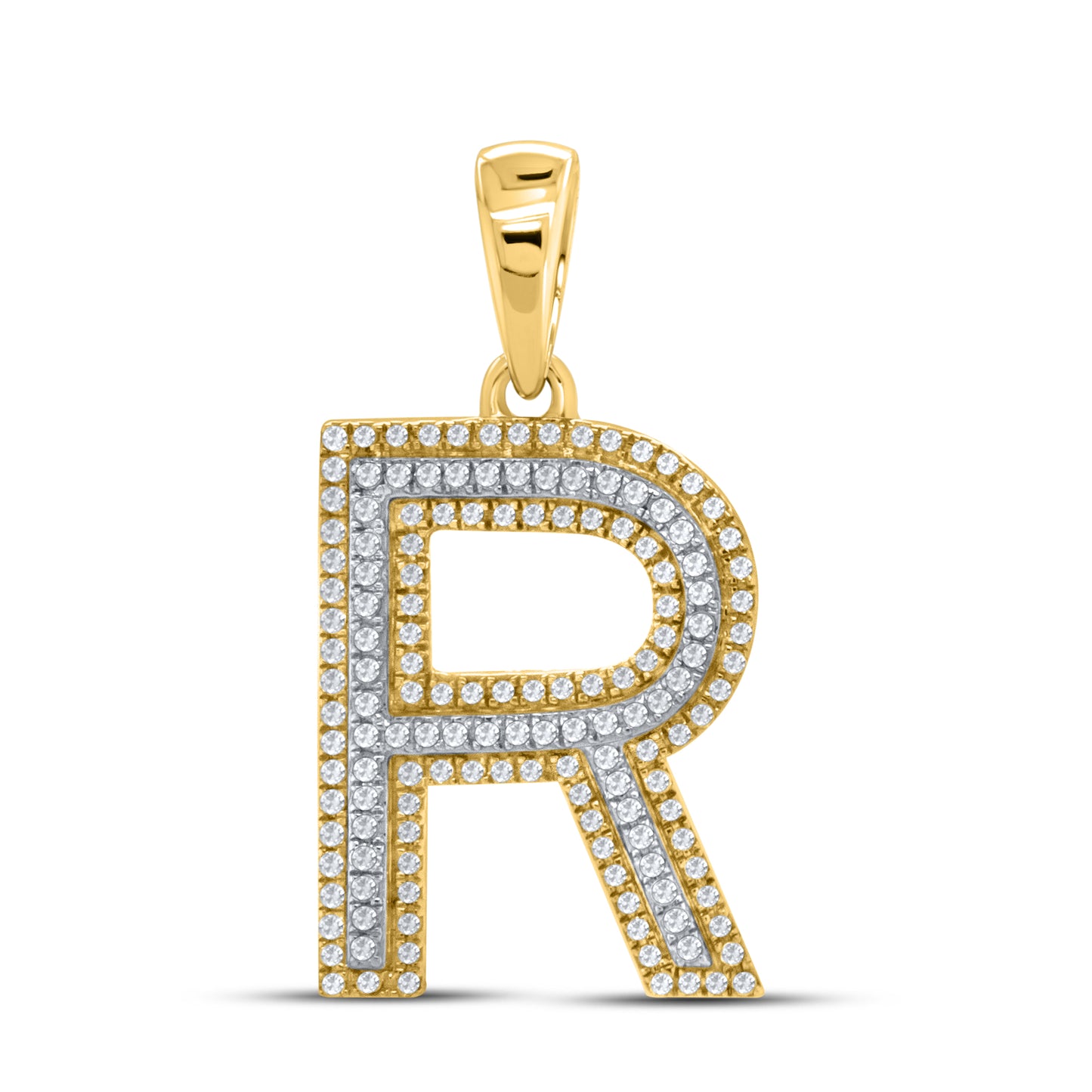 10kt yellow gold 0.41ctw Diamond Initial R Charm