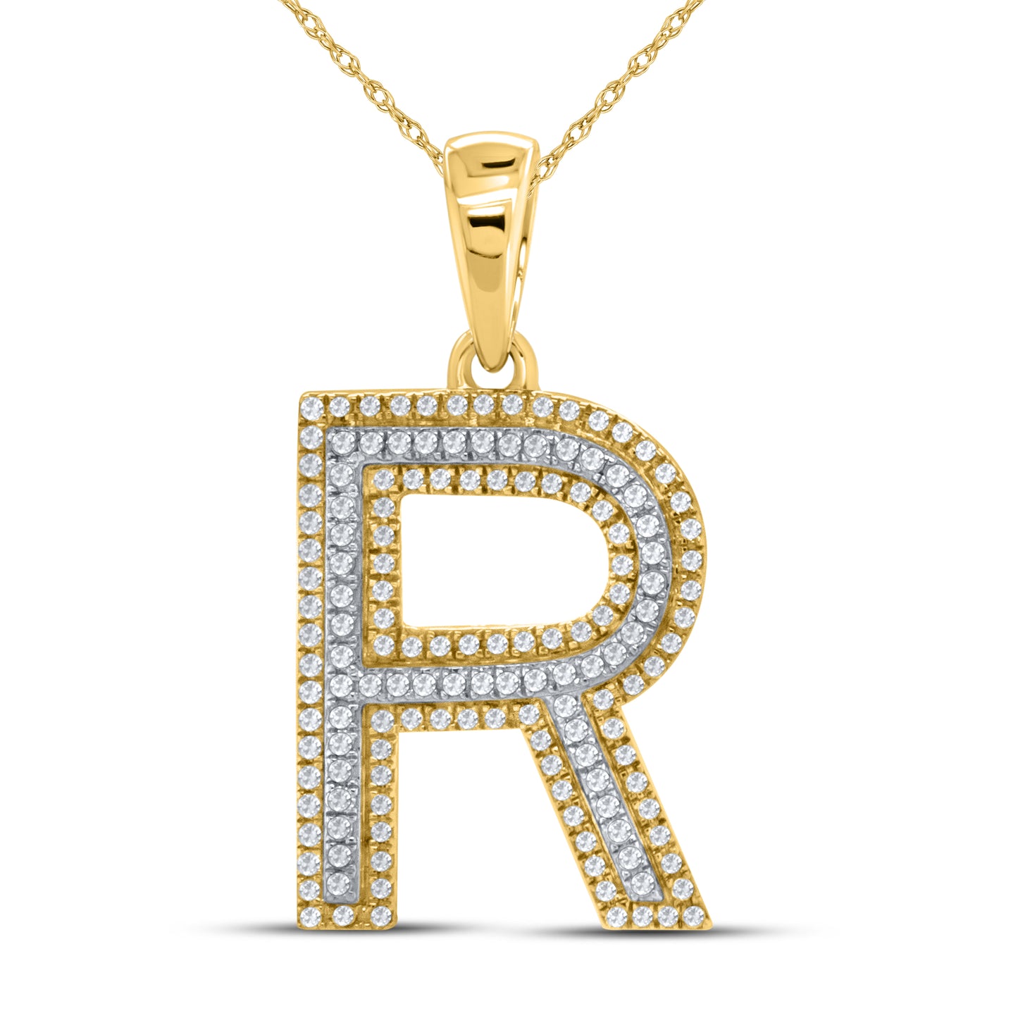 10kt yellow gold 0.41ctw Diamond Initial R Charm