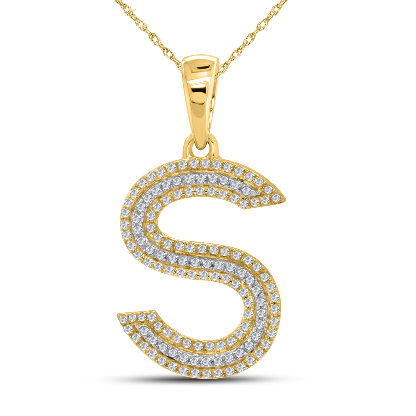 10kt yellow gold 0.37 CTW Diamond Initial S Charm