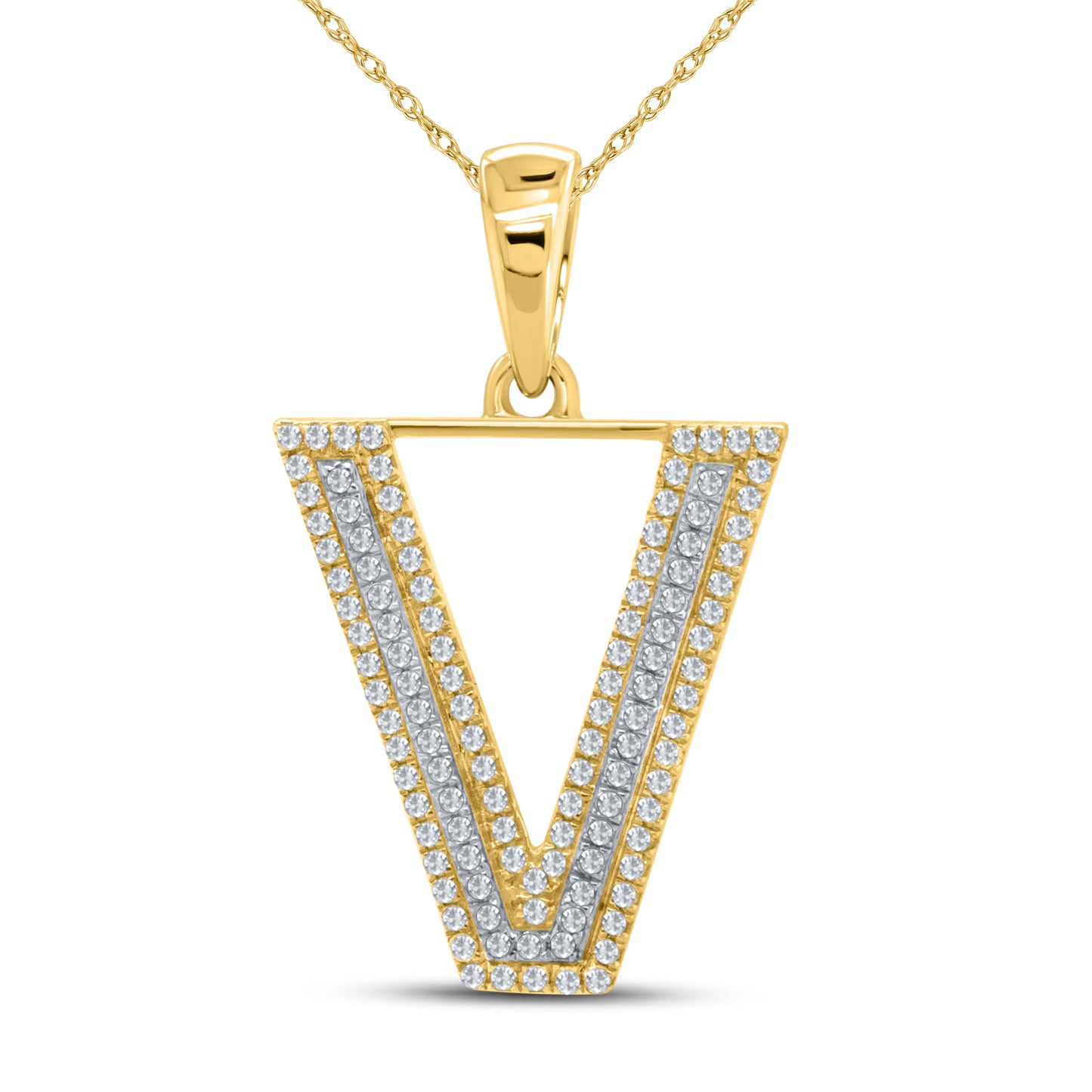 10kt yellow gold 0.31ctw Diamond Initial V Charm