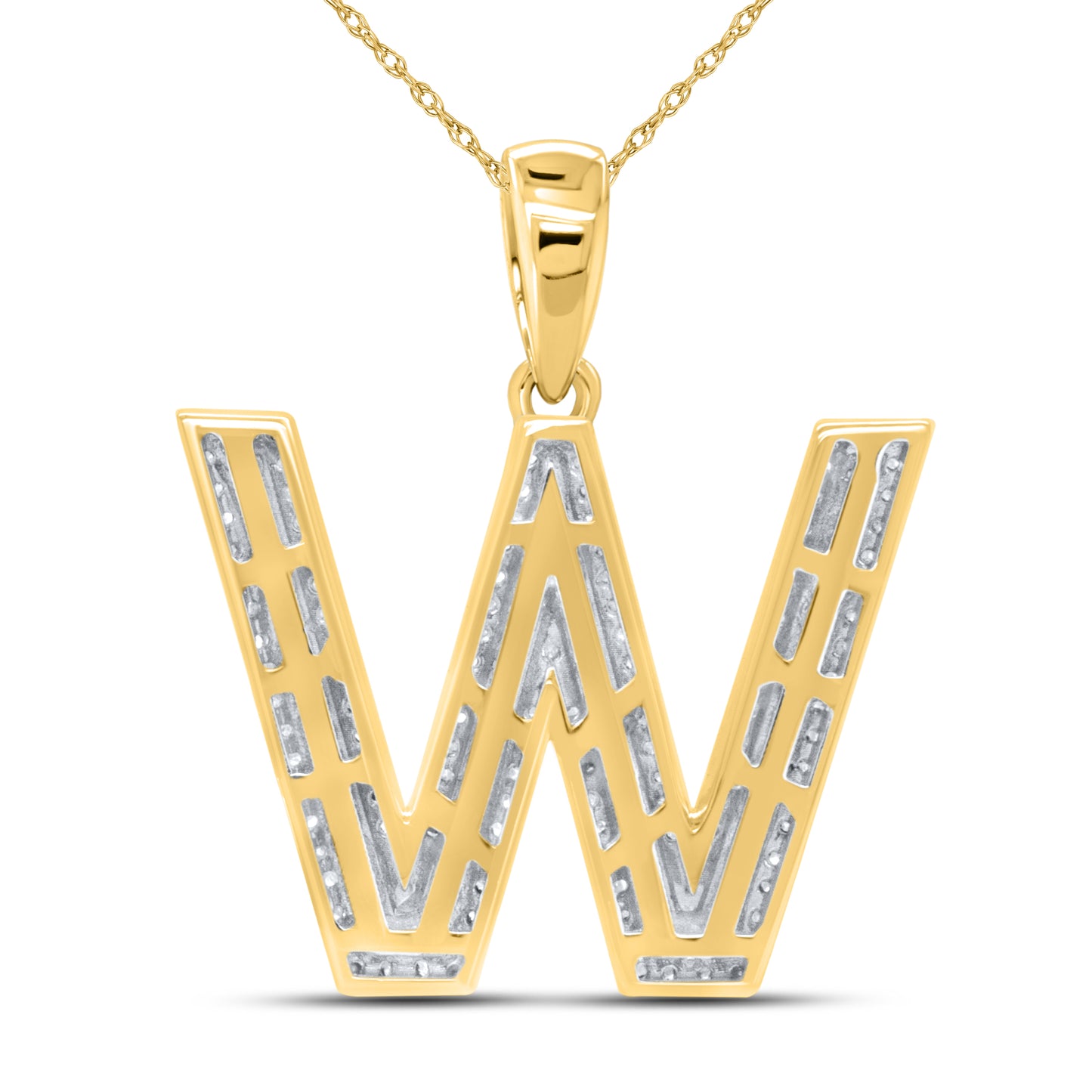 10kt yellow gold 0.51ctw Diamond Initial W Charm