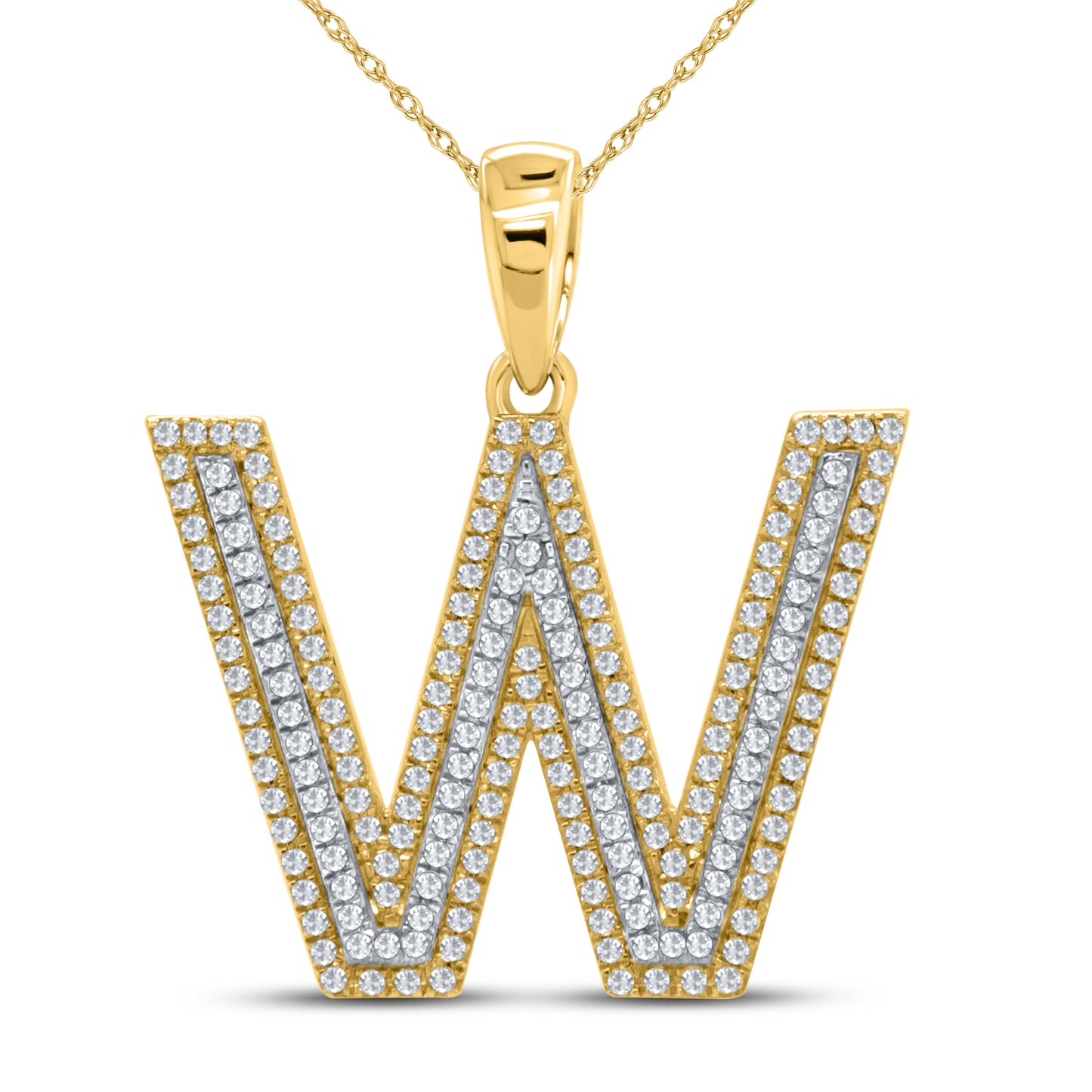 10kt yellow gold 0.51ctw Diamond Initial W Charm