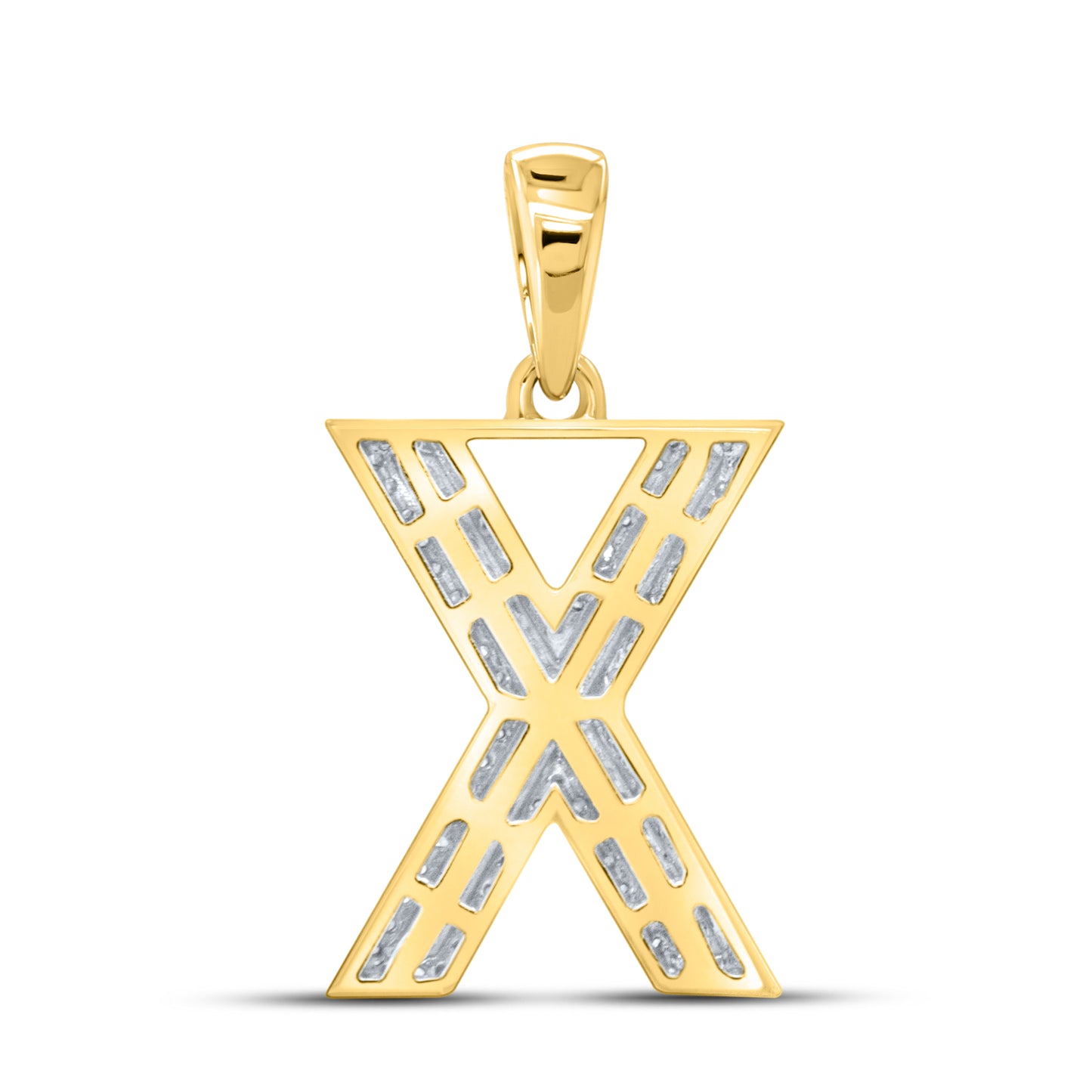 10kt yellow gold 0.30ctw Diamond Initial X Charm