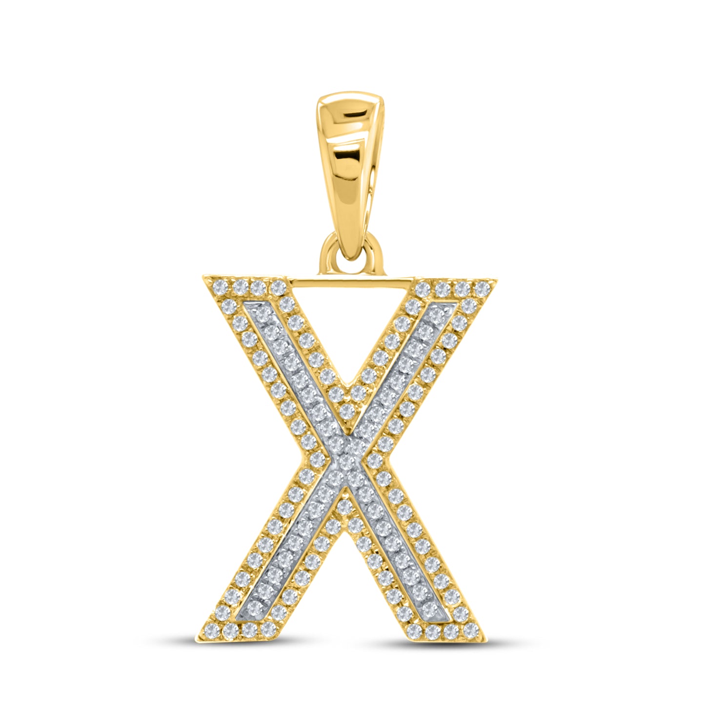 10kt yellow gold 0.30ctw Diamond Initial X Charm