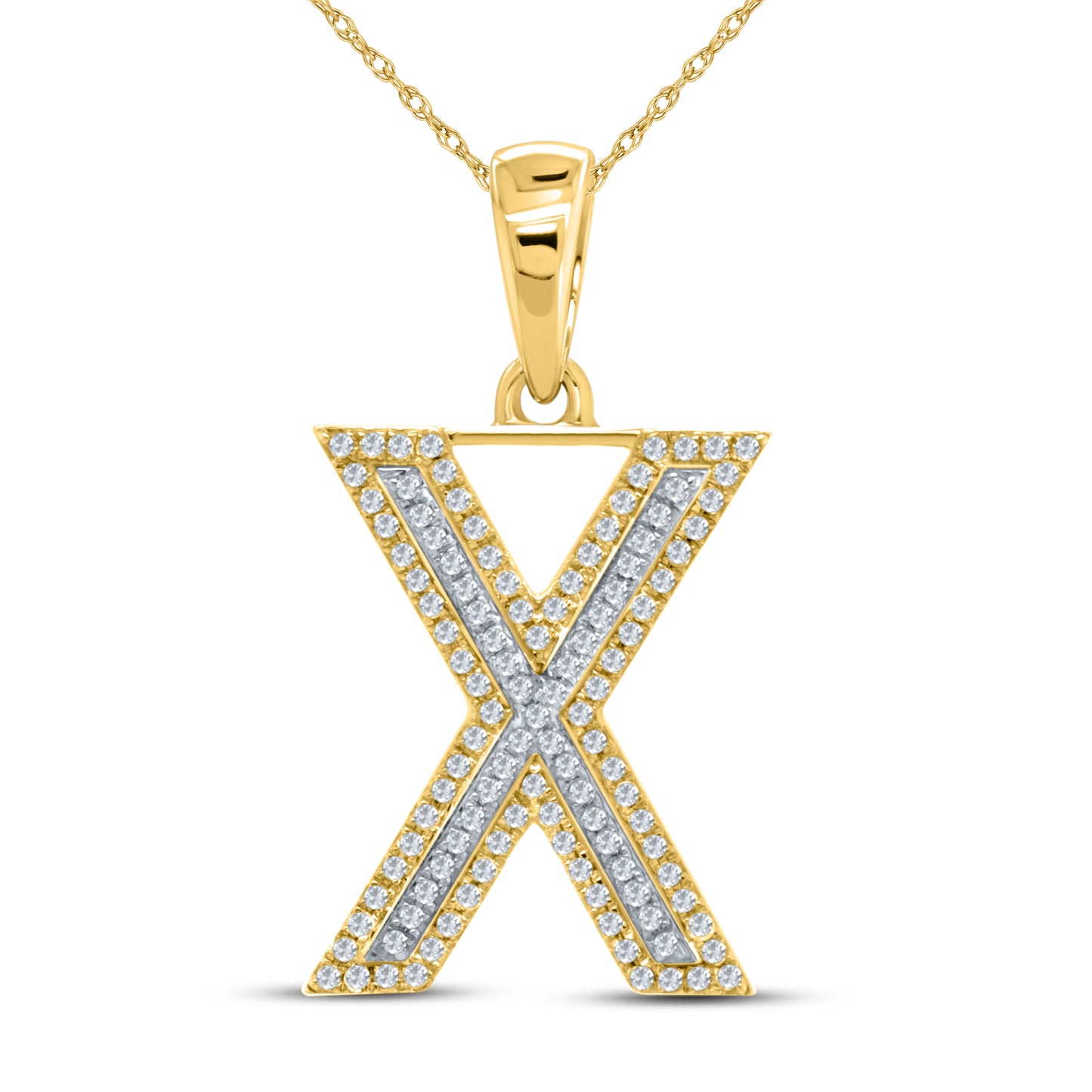10kt yellow gold 0.30ctw Diamond Initial X Charm