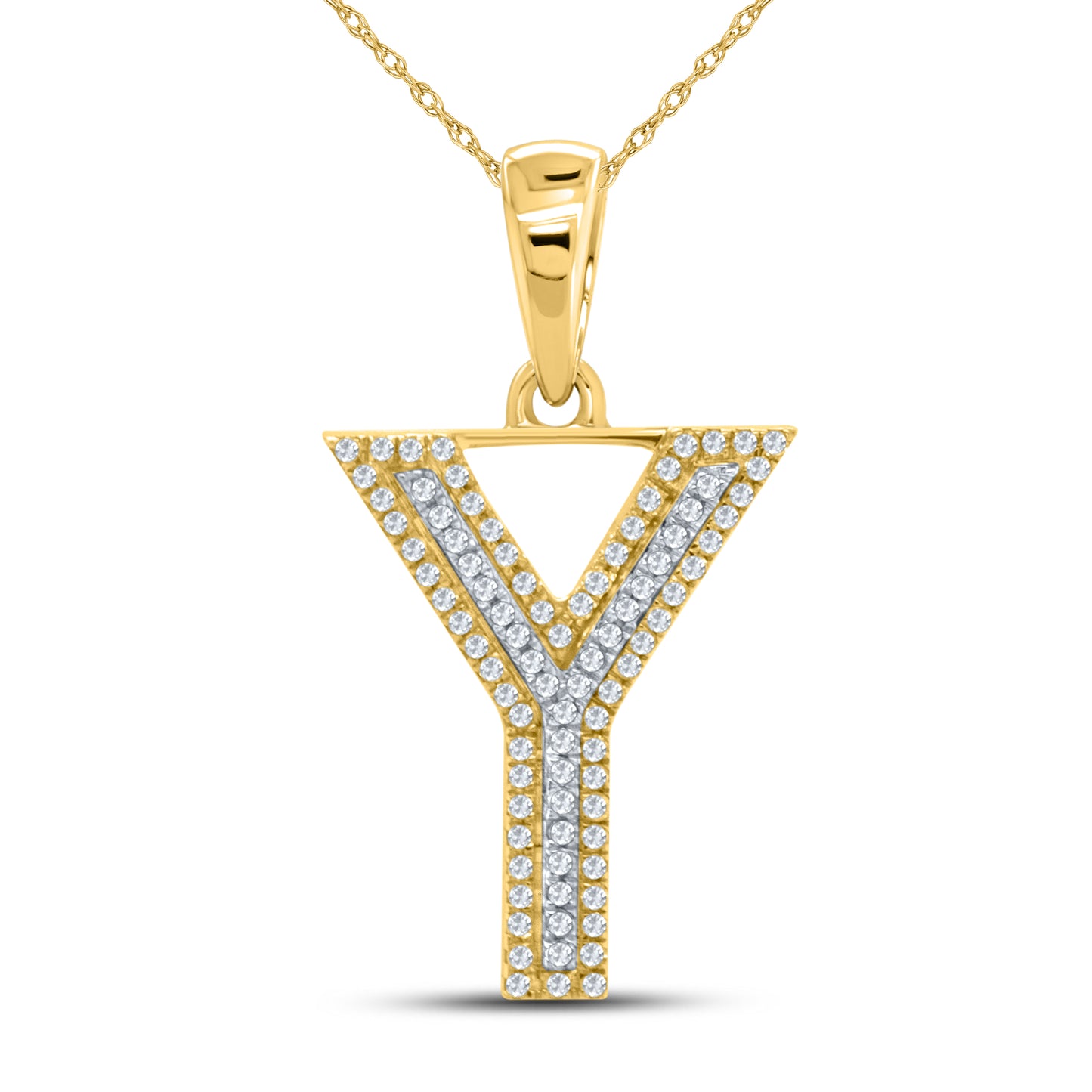 10kt yellow gold 0.24ctw Diamond Initial Y Charm