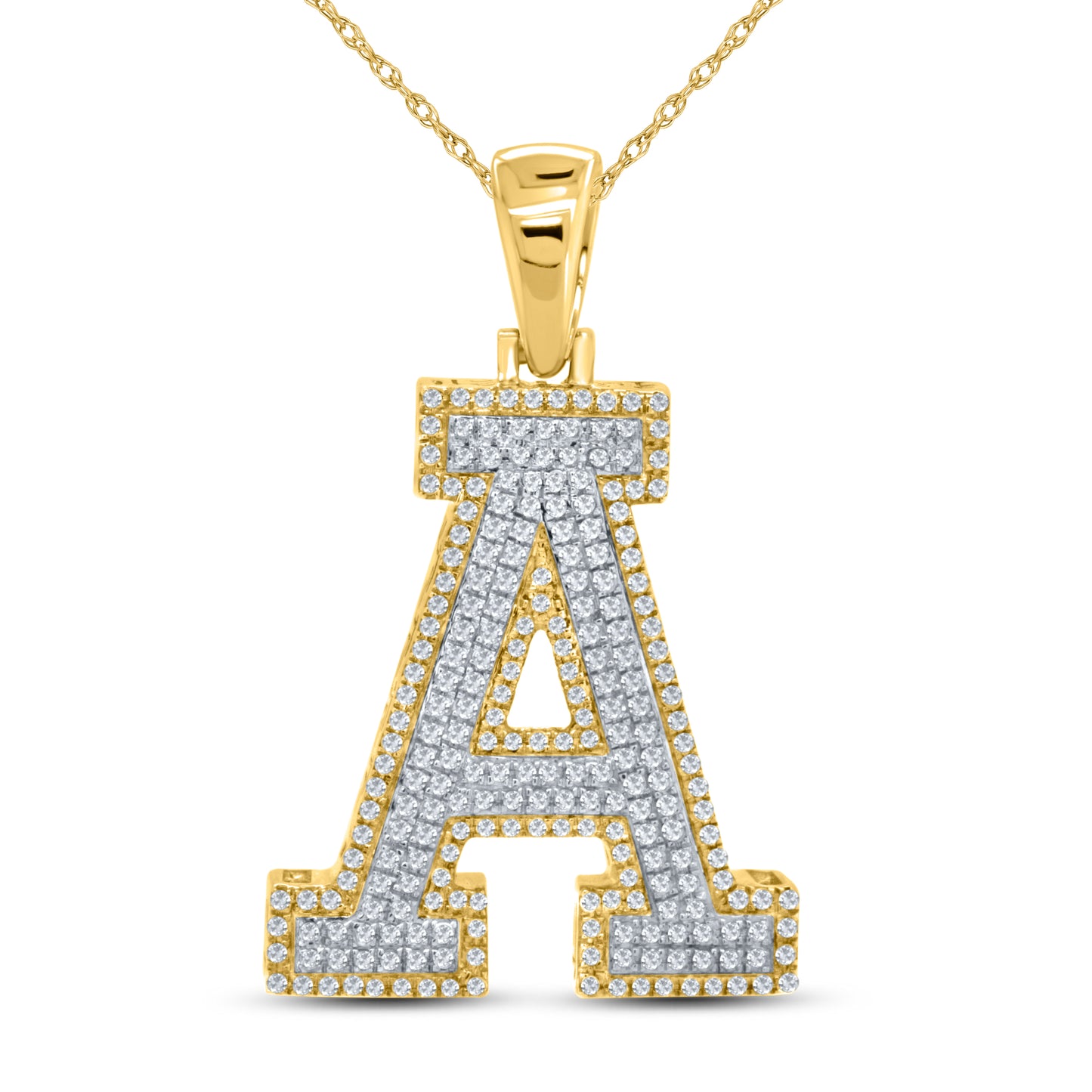 10kt yellow gold 0.72ctw Diamond Initial A Charm