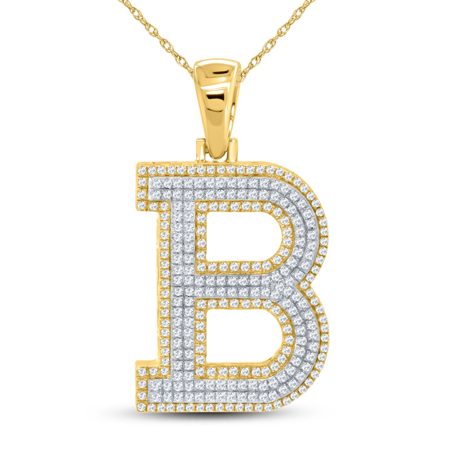 10kt yellow gold 0.71 ctw Diamond Initial B Charm