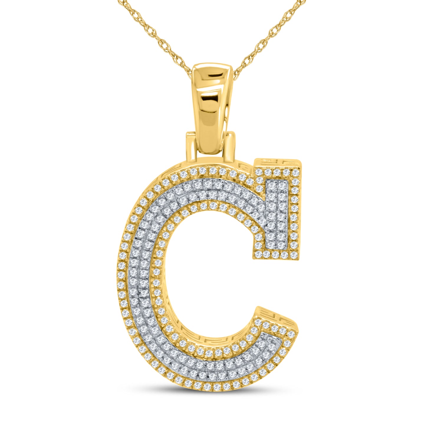 10kt yellow gold 0.61ctw Diamond Initial C Charm