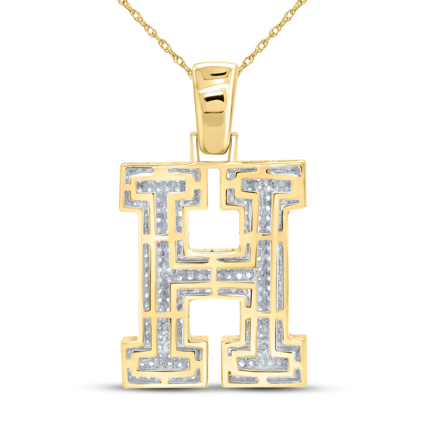 10kt yellow gold 0.71ctw Diamond Initial H Charm