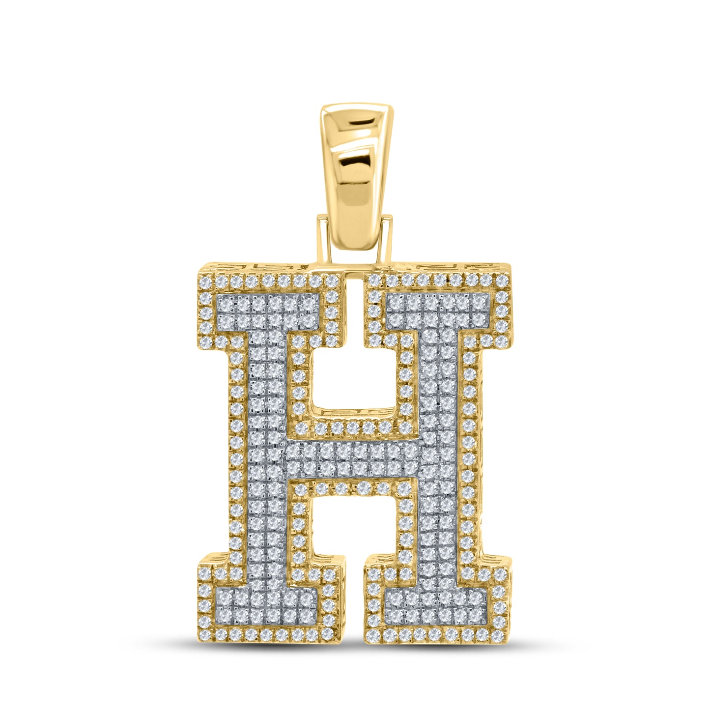 10kt yellow gold 0.71ctw Diamond Initial H Charm