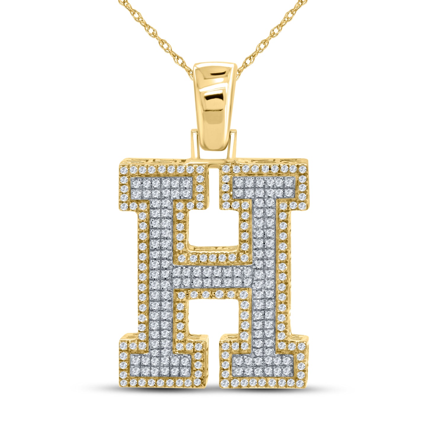 10kt yellow gold 0.71ctw Diamond Initial H Charm