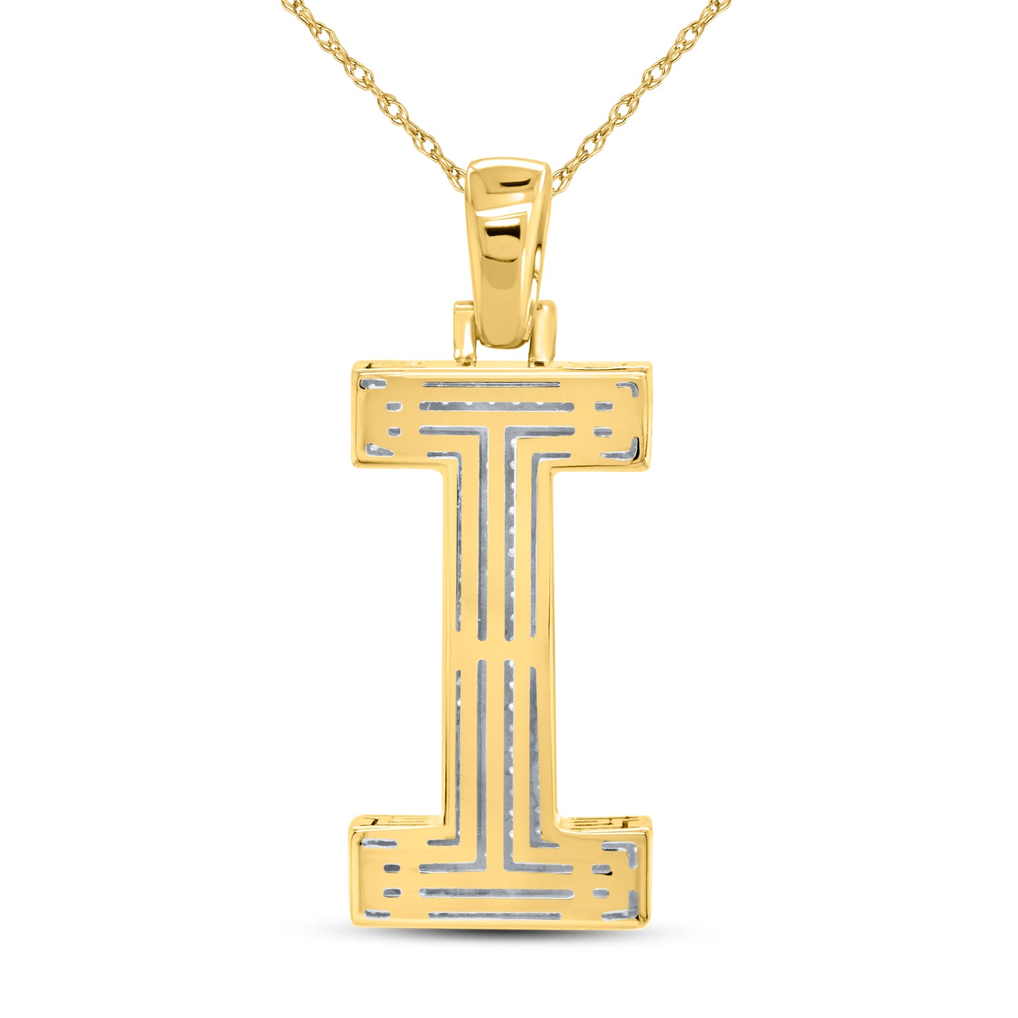 10kt yellow gold 0.49ctw Diamond Initial I Charm