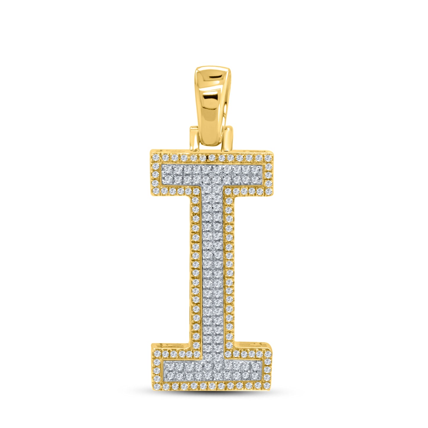 10kt yellow gold 0.49ctw Diamond Initial I Charm