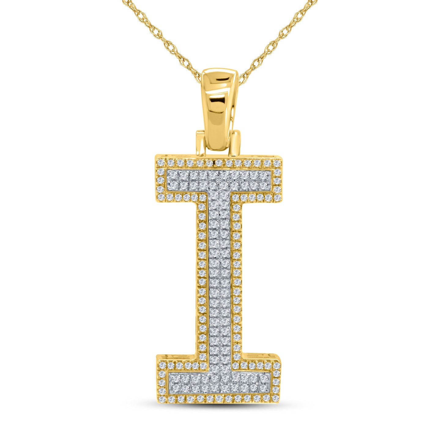 10kt yellow gold 0.49ctw Diamond Initial I Charm