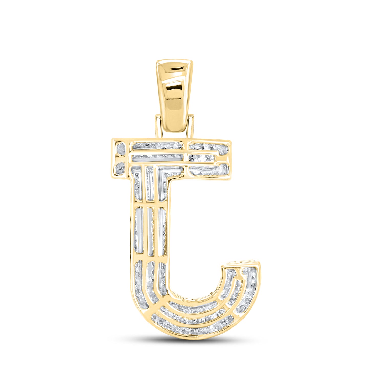 10kt yellow gold 0.54ctw Diamond Initial J Charm