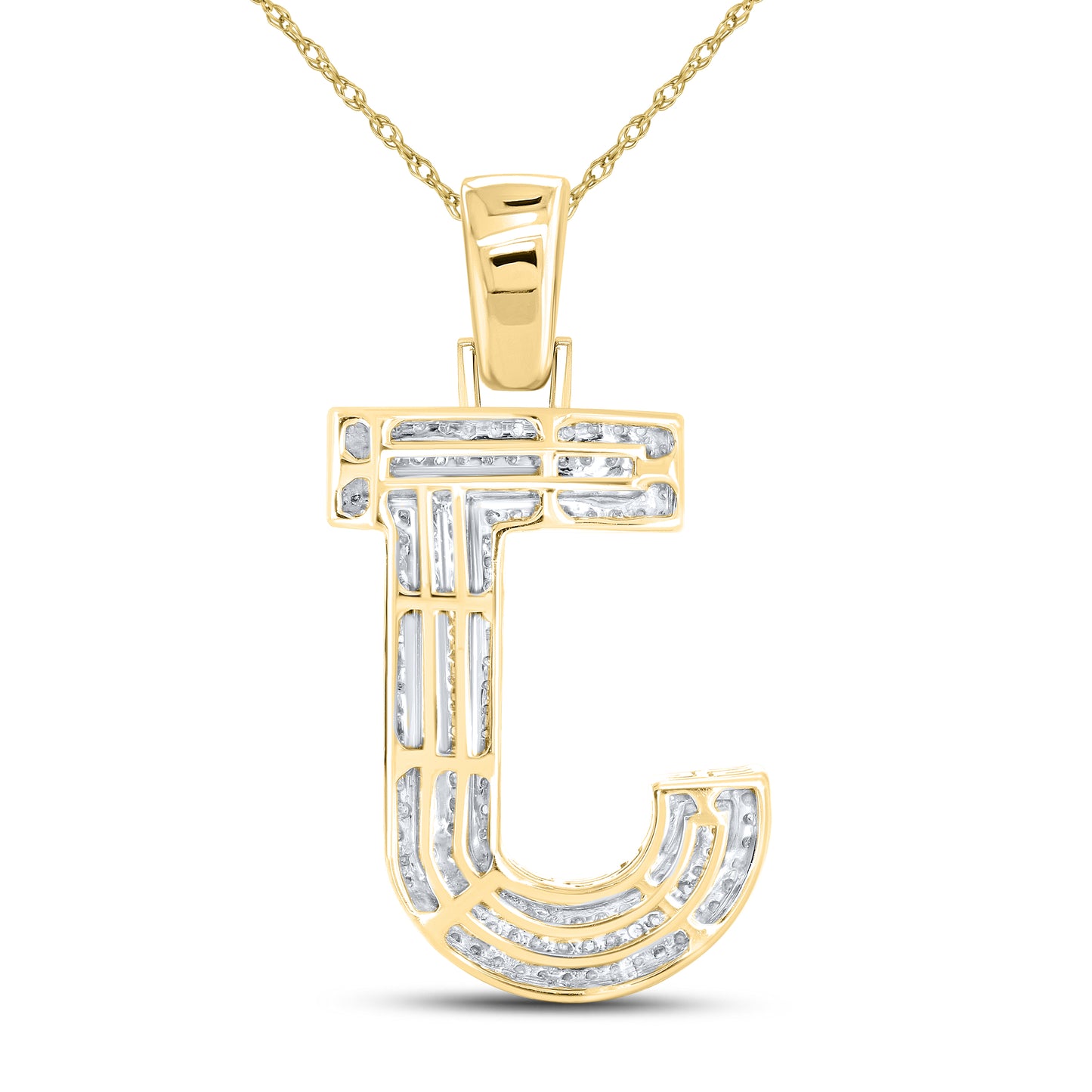 10kt yellow gold 0.54ctw Diamond Initial J Charm