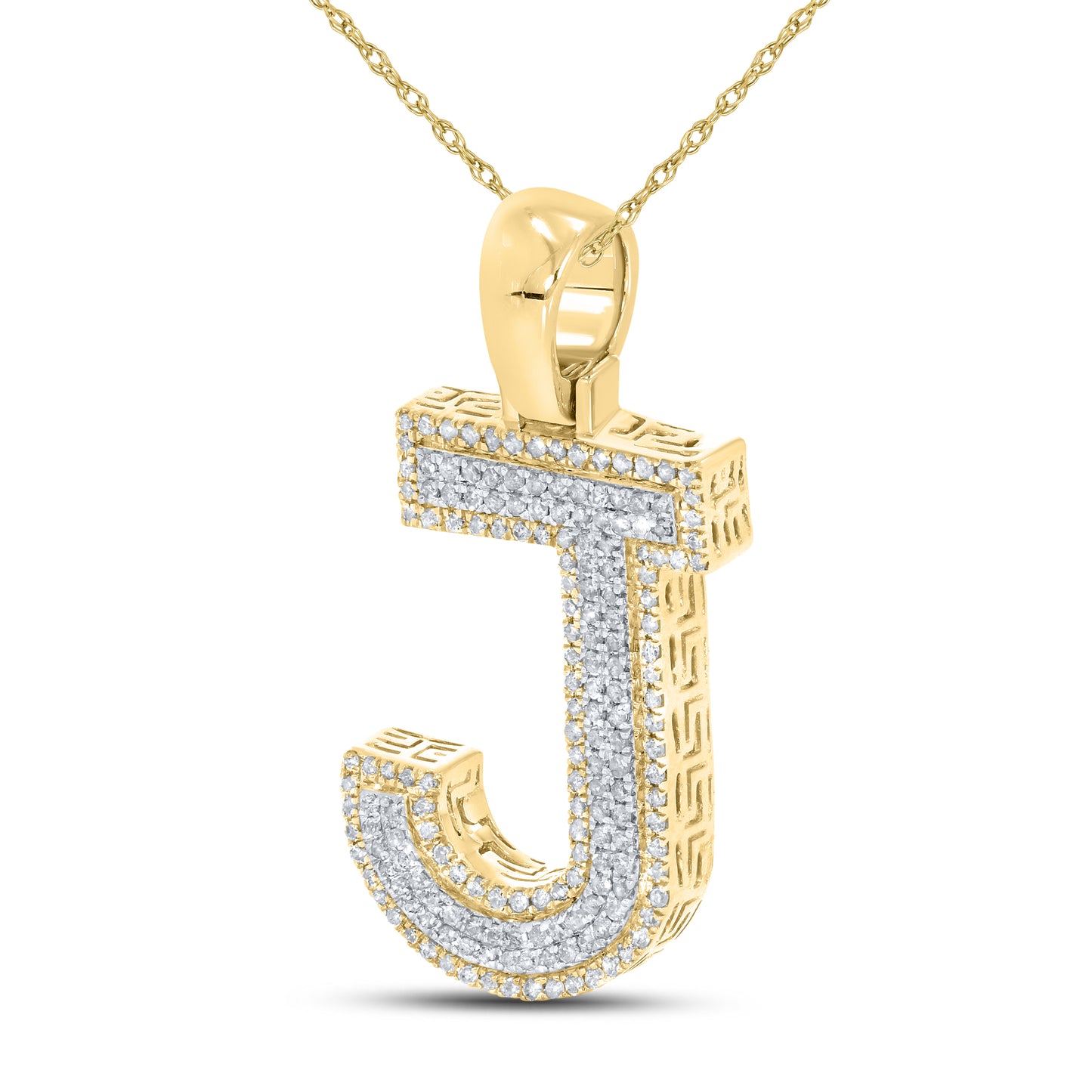 10kt yellow gold 0.54ctw Diamond Initial J Charm