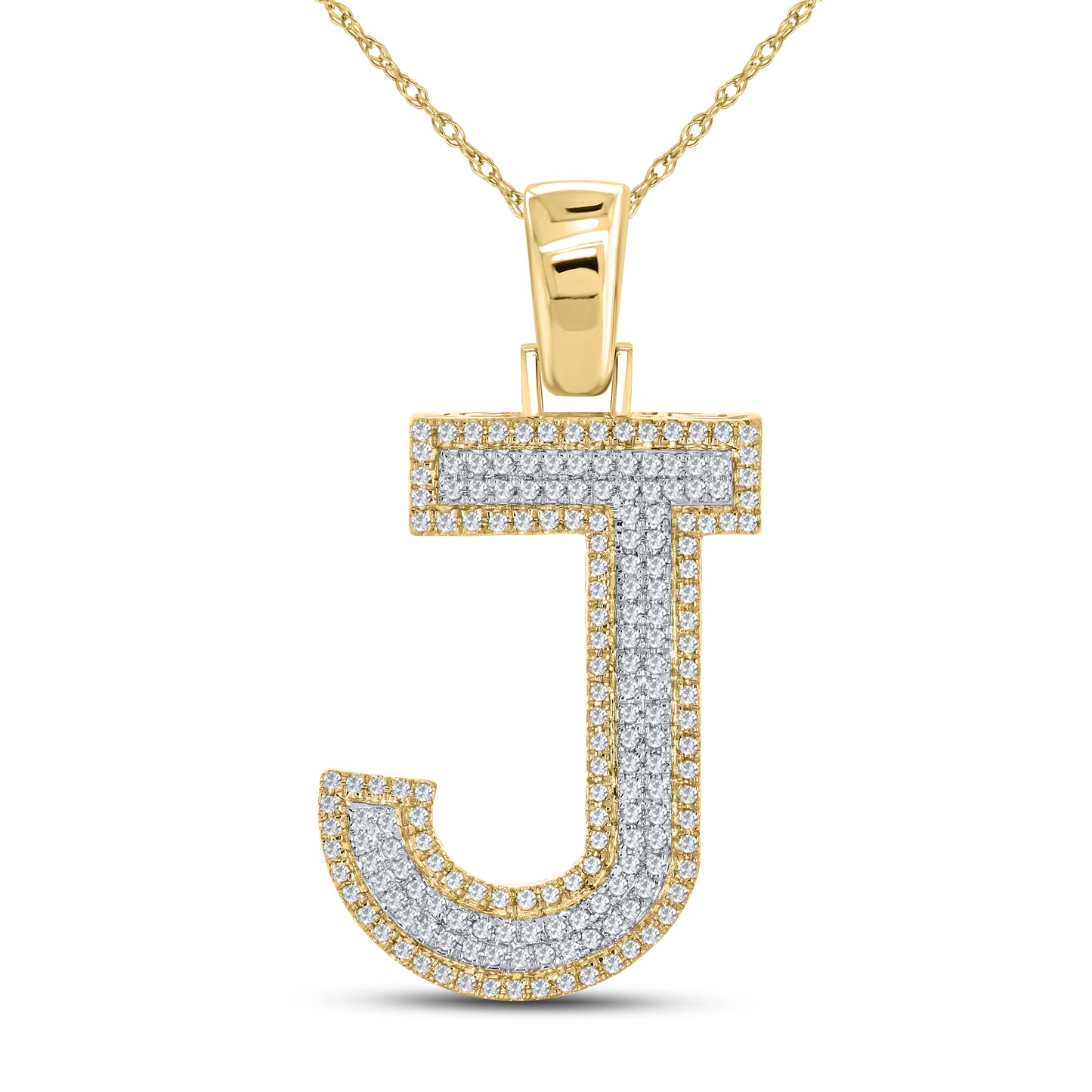 10kt yellow gold 0.54ctw Diamond Initial J Charm