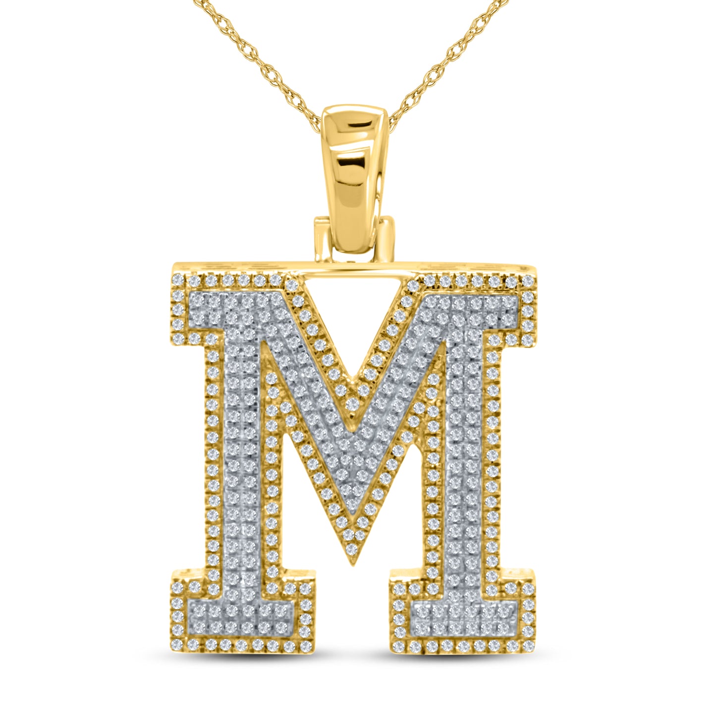 10kt yellow gold 0.83 CTW Diamond Initial M Charm