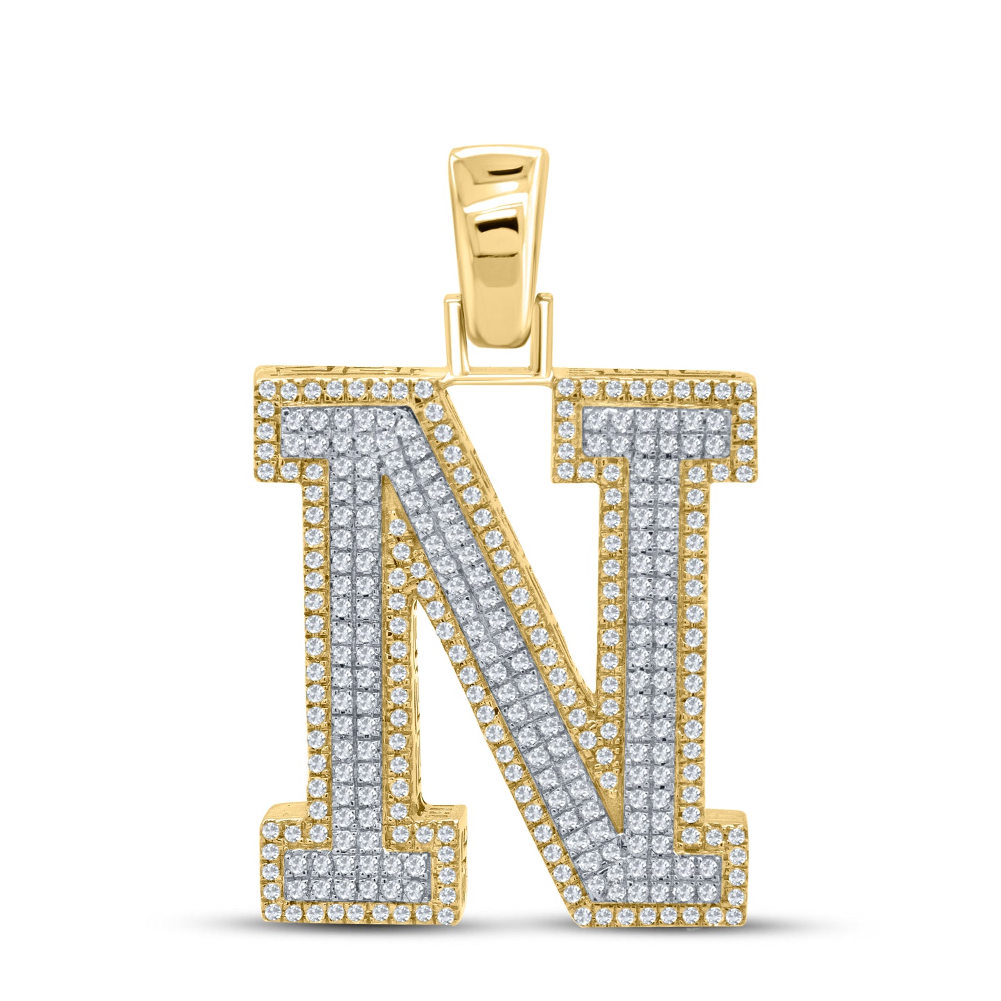 10kt yellow gold 0.93ctw Diamond Initial N Charm