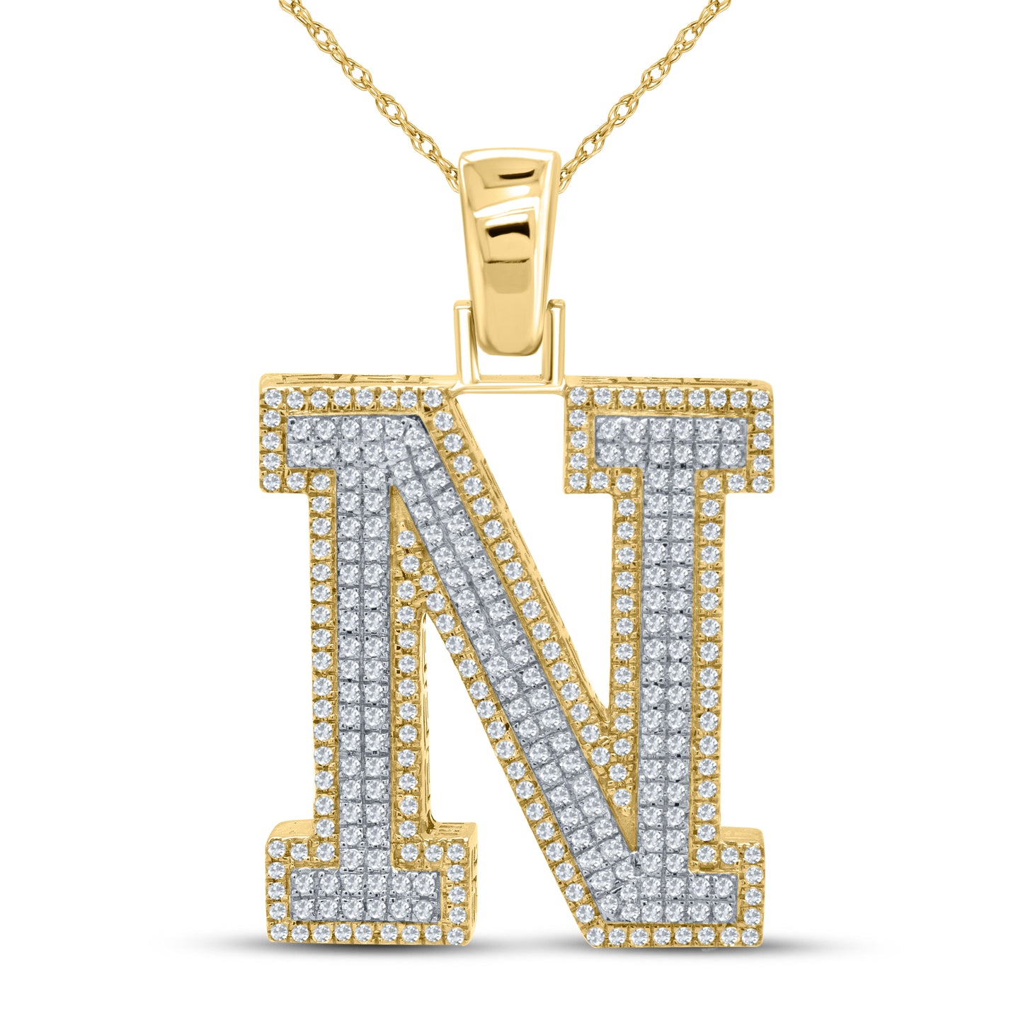 10kt yellow gold 0.93ctw Diamond Initial N Charm