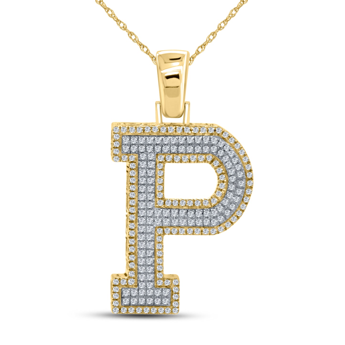 10kt yellow gold 0.62ctw Diamond Initial P Charm