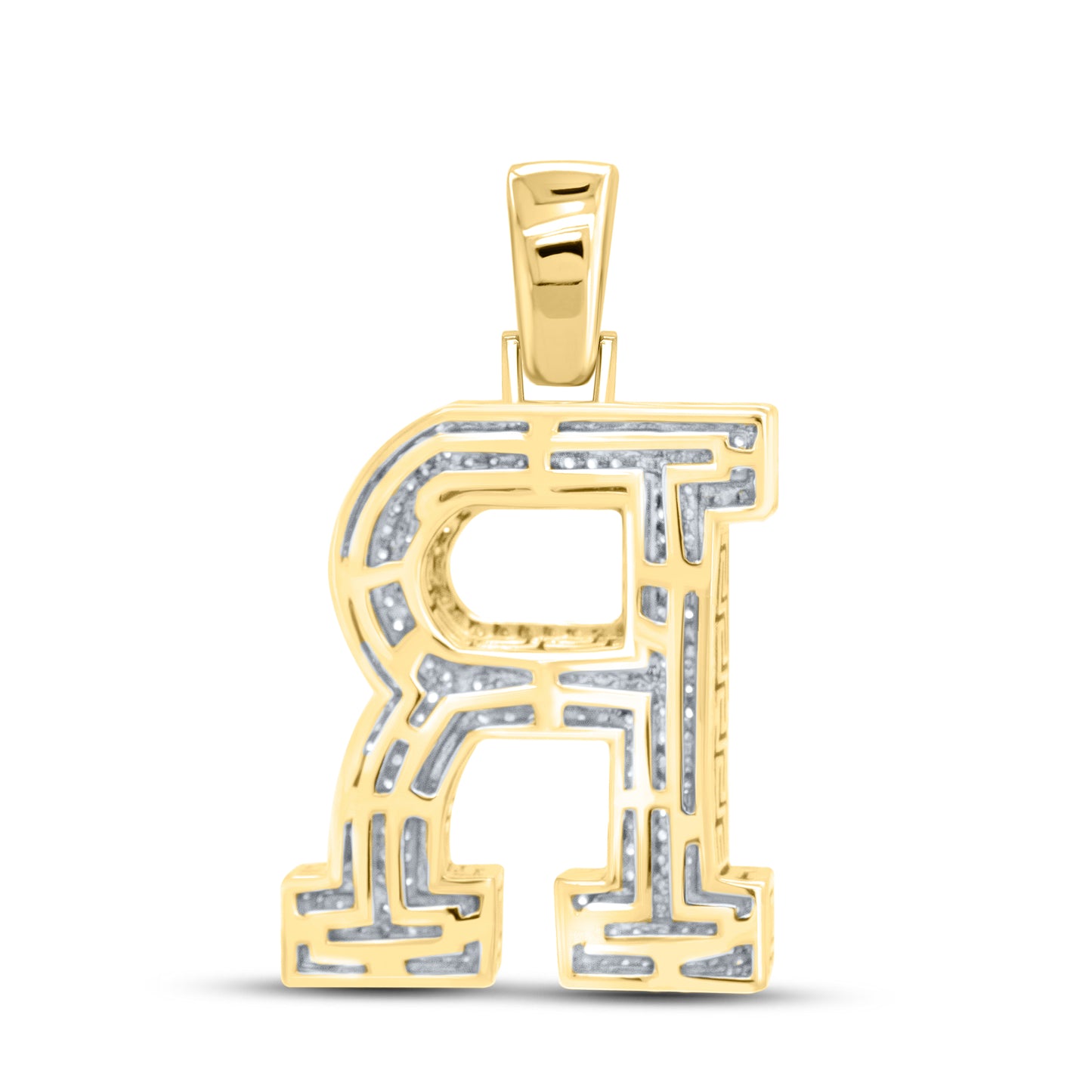 10kt yellow gold 0.77ctw Diamond Initial R Charm